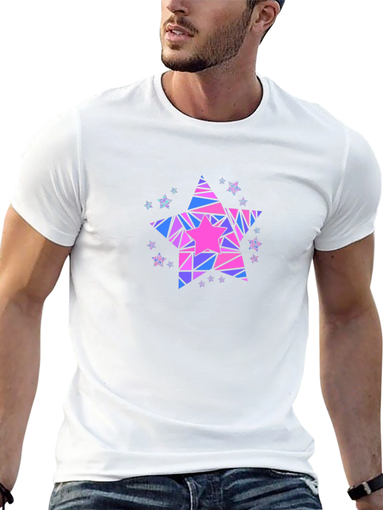 Geometric Star Graphic T-Shirt - Black