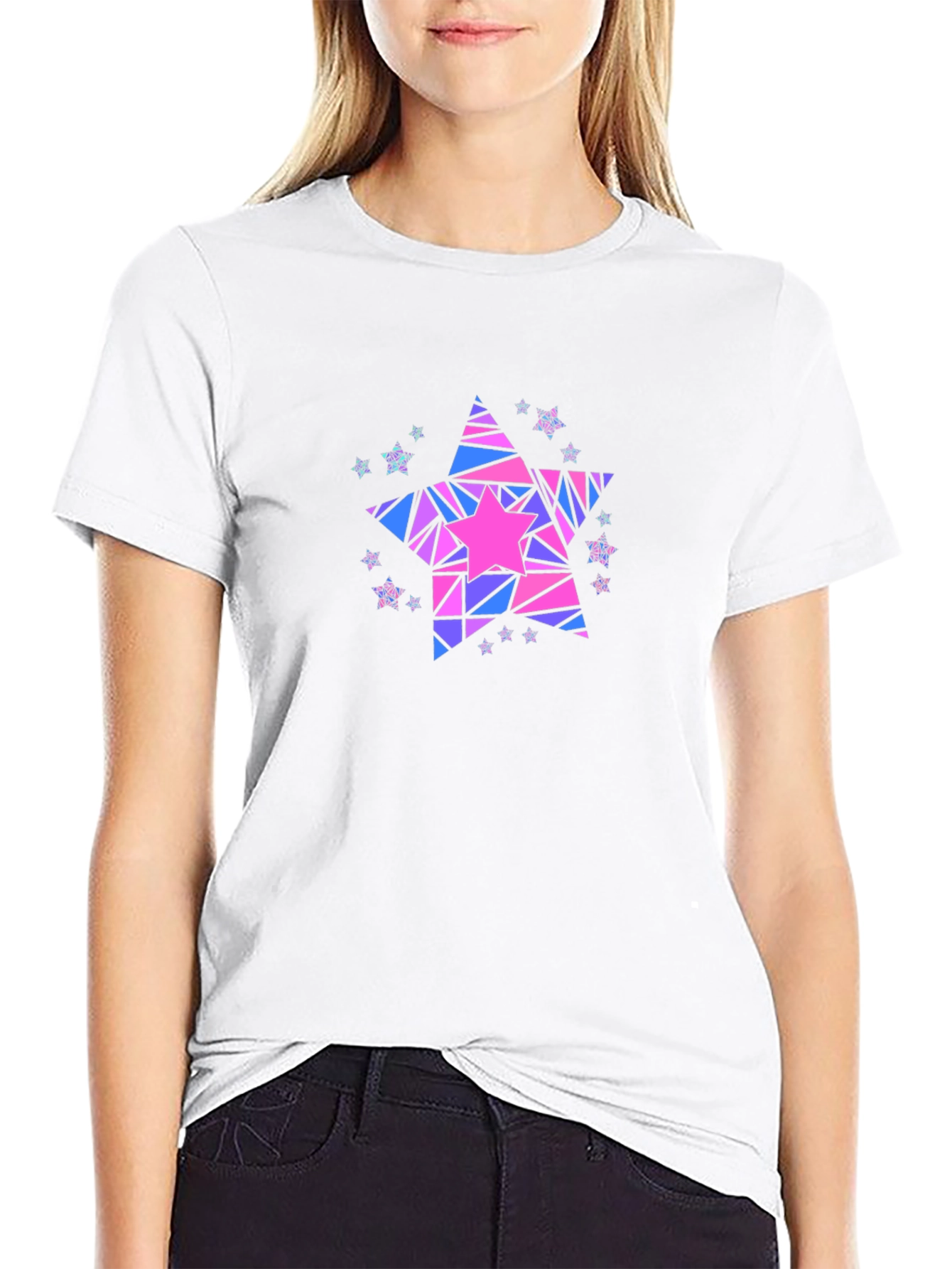 Geometric Star Graphic T-Shirt - Black