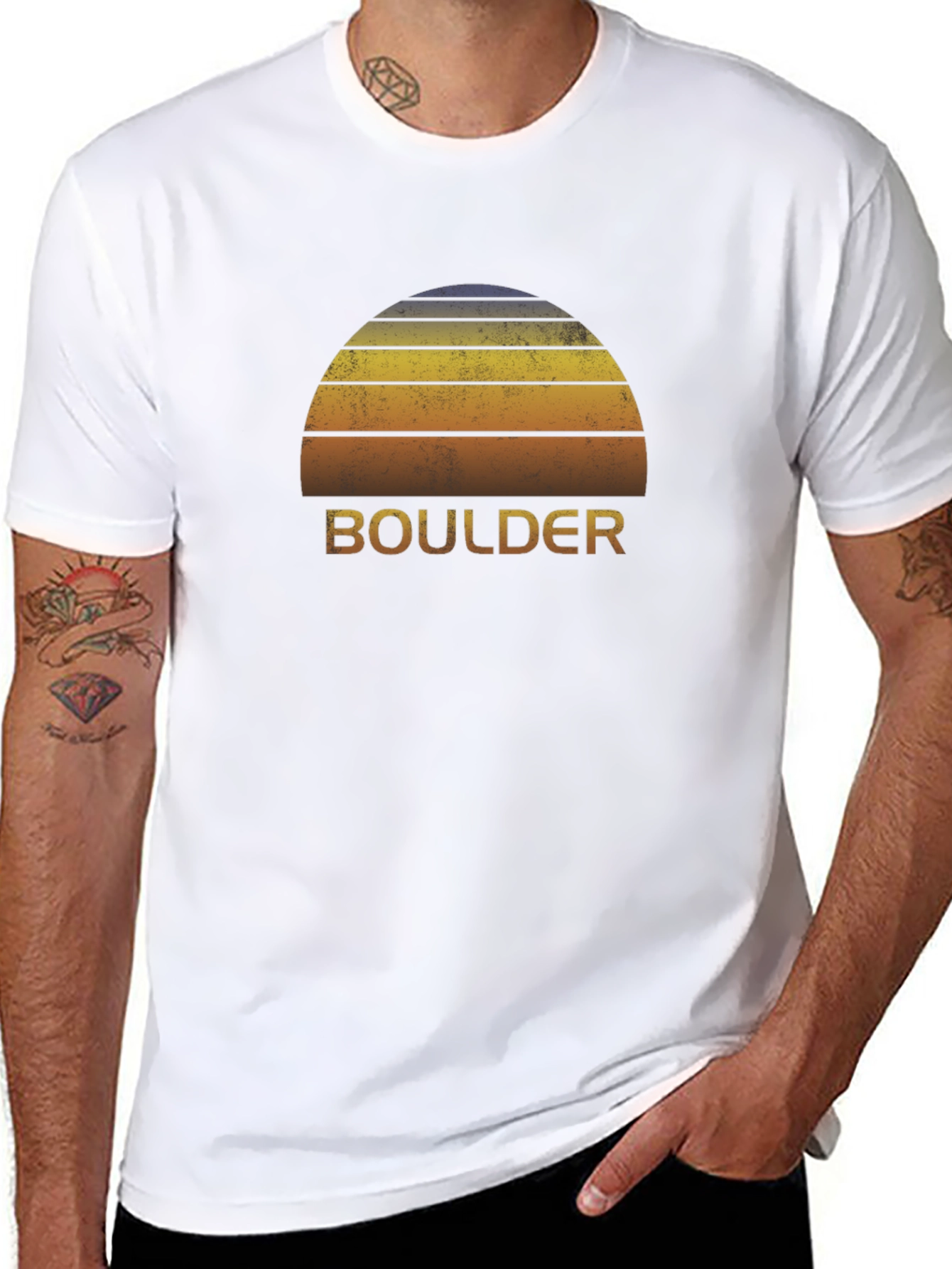 Boulder Sunset Graphic Tee - Retro Style