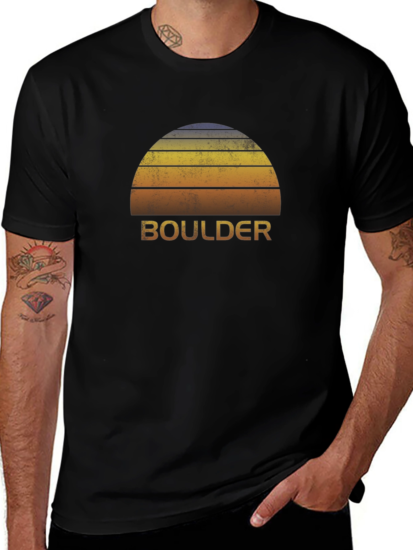 Boulder Sunset Graphic Tee - Retro Style