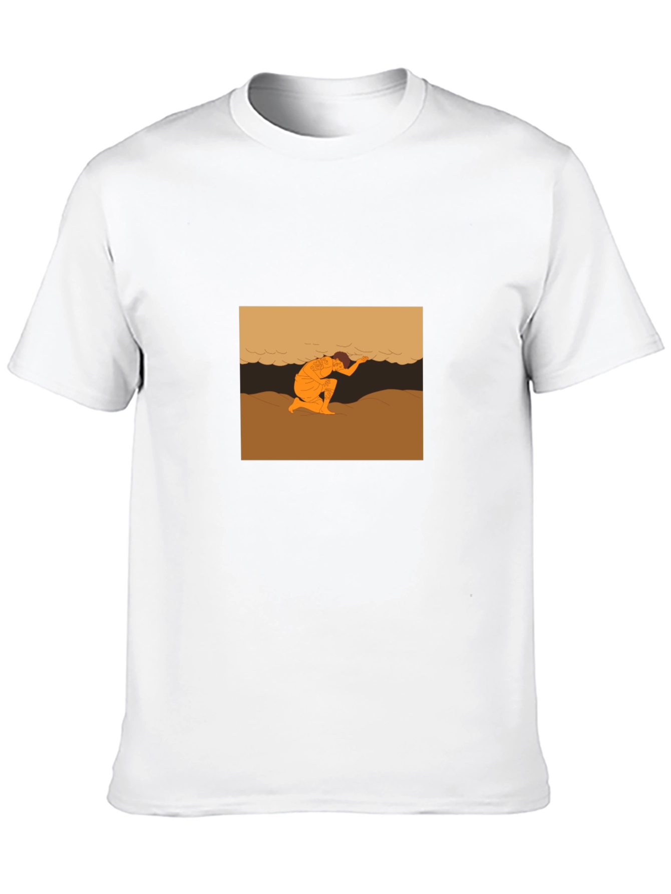 Black T-Shirt with Beach Scene Graphic
