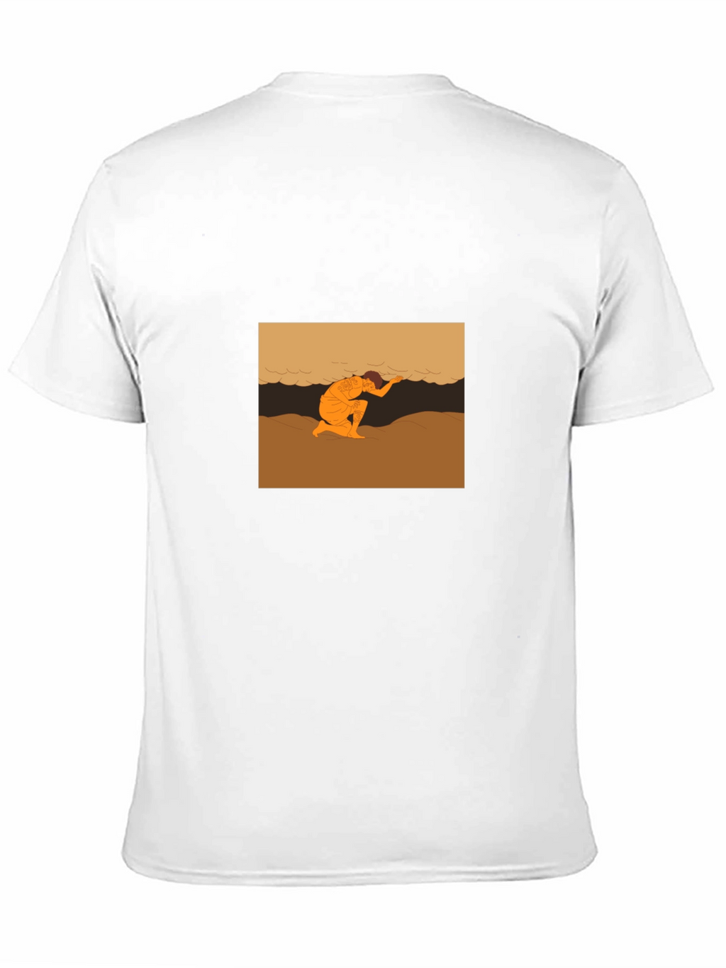 Black T-Shirt with Beach Scene Graphic
