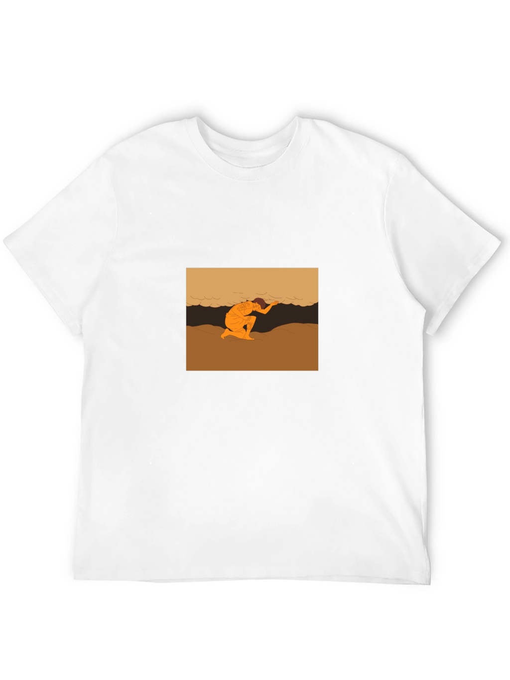 Black T-Shirt with Beach Scene Graphic