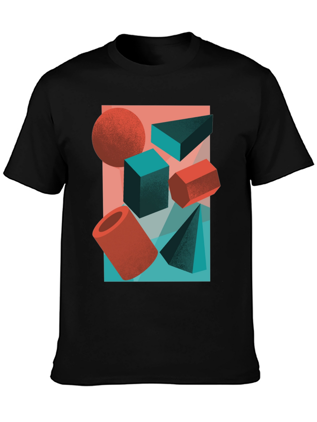 Abstract Geometric Shapes Graphic Tee - Black