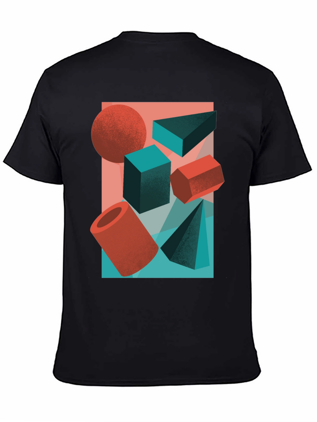 Abstract Geometric Shapes Graphic Tee - Black