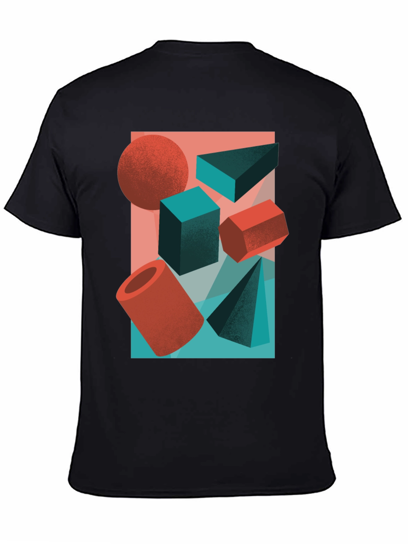Abstract Geometric Shapes Graphic Tee - Black