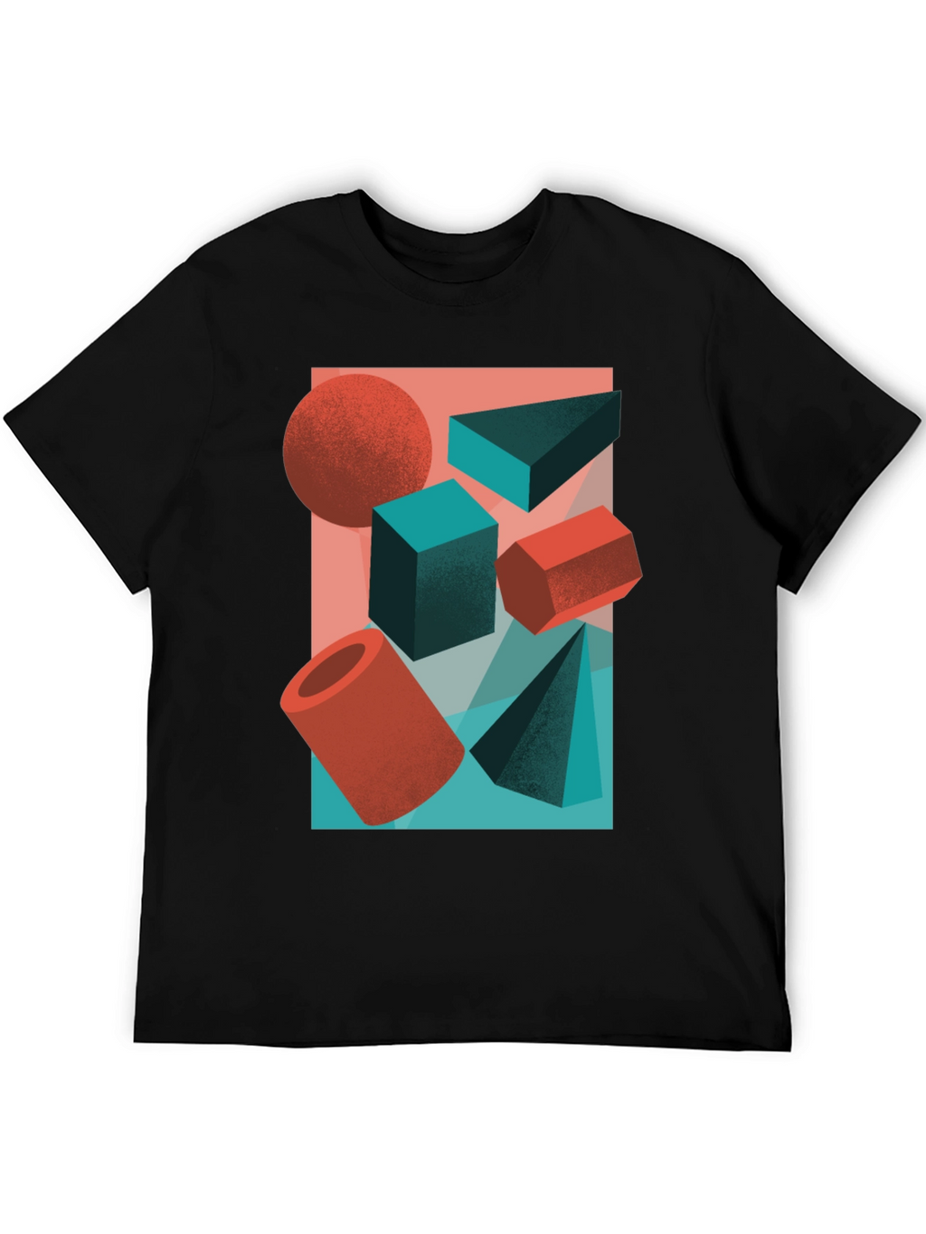 Abstract Geometric Shapes Graphic Tee - Black
