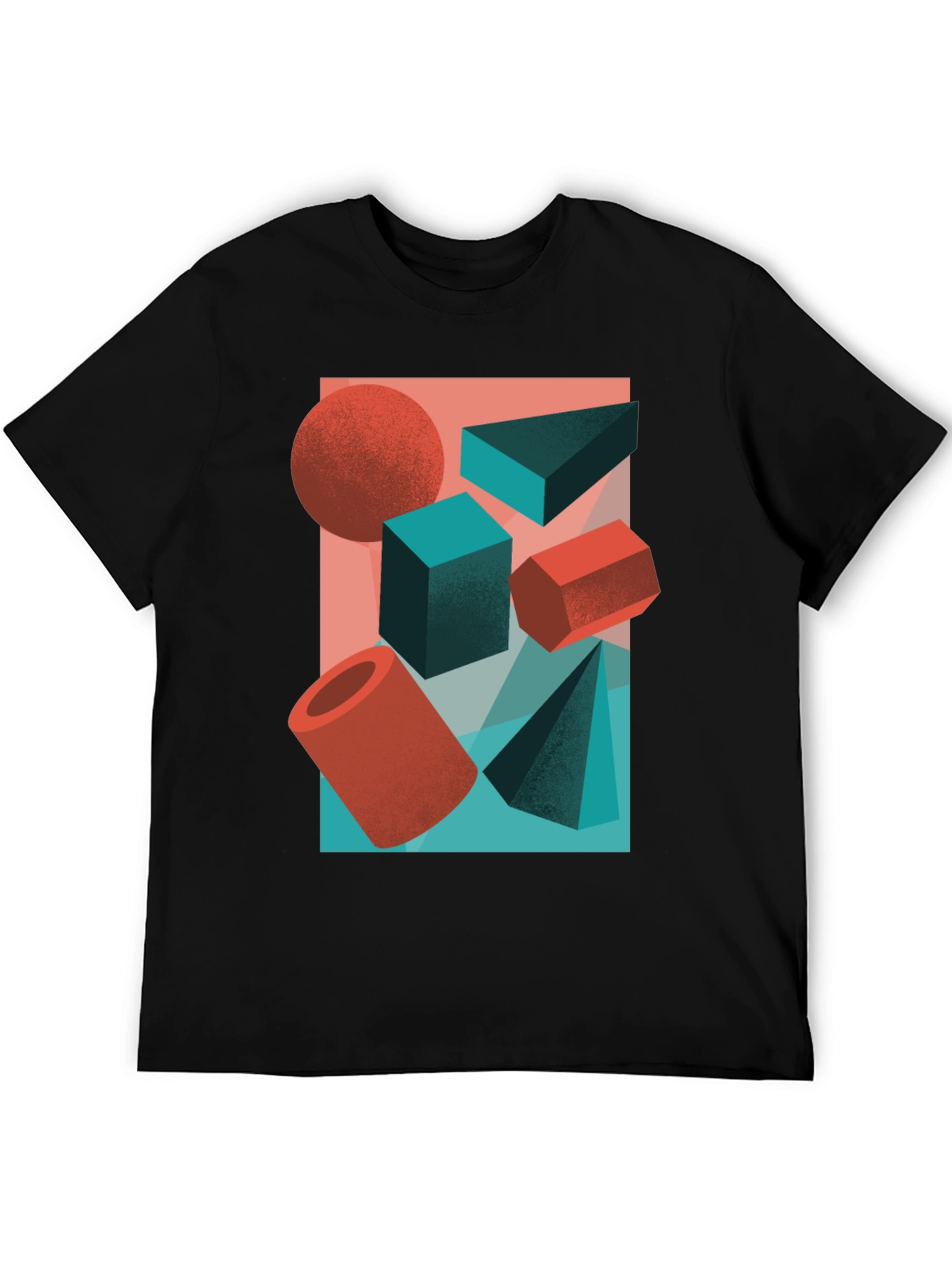 Abstract Geometric Shapes Graphic Tee - Black