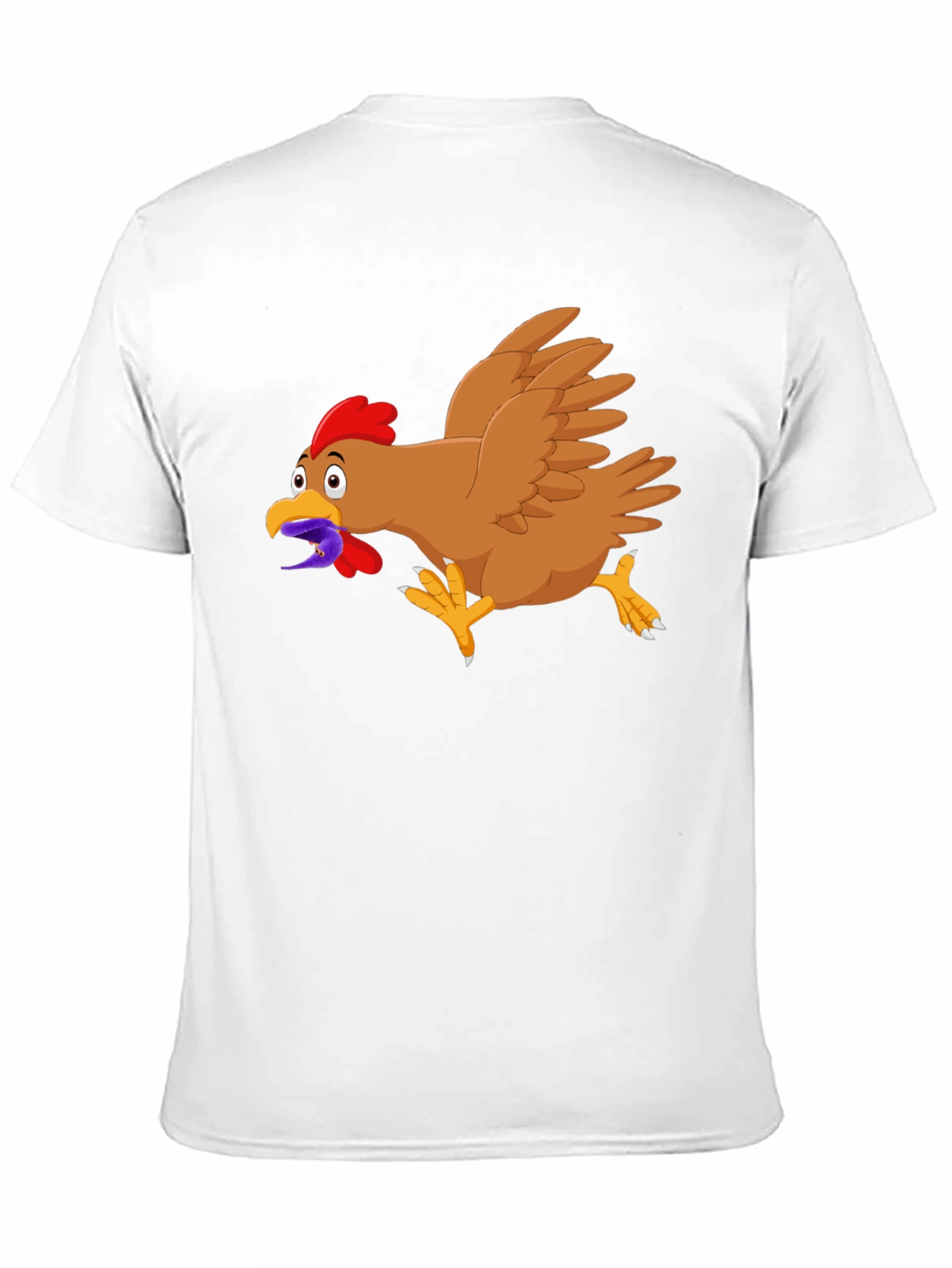 Funny Chicken Worm Cartoon Black T-Shirt
