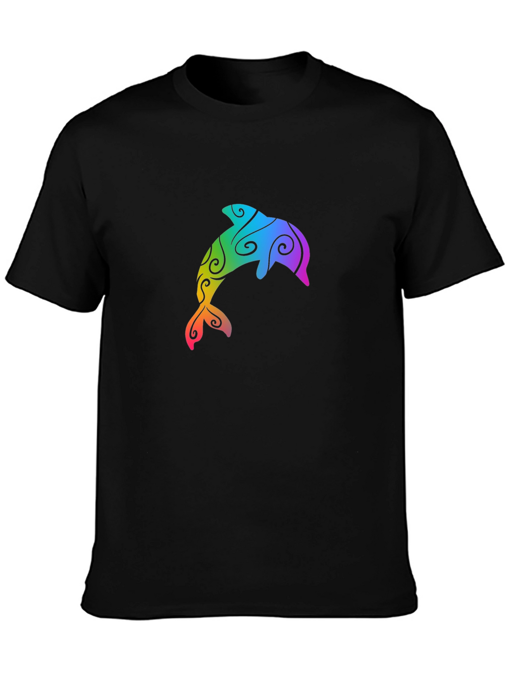 Rainbow Dolphin Graphic Tee - Black T-Shirt
