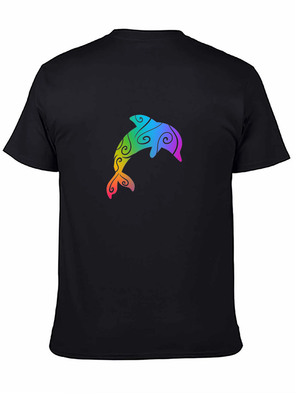 Rainbow Dolphin Graphic Tee - Black T-Shirt