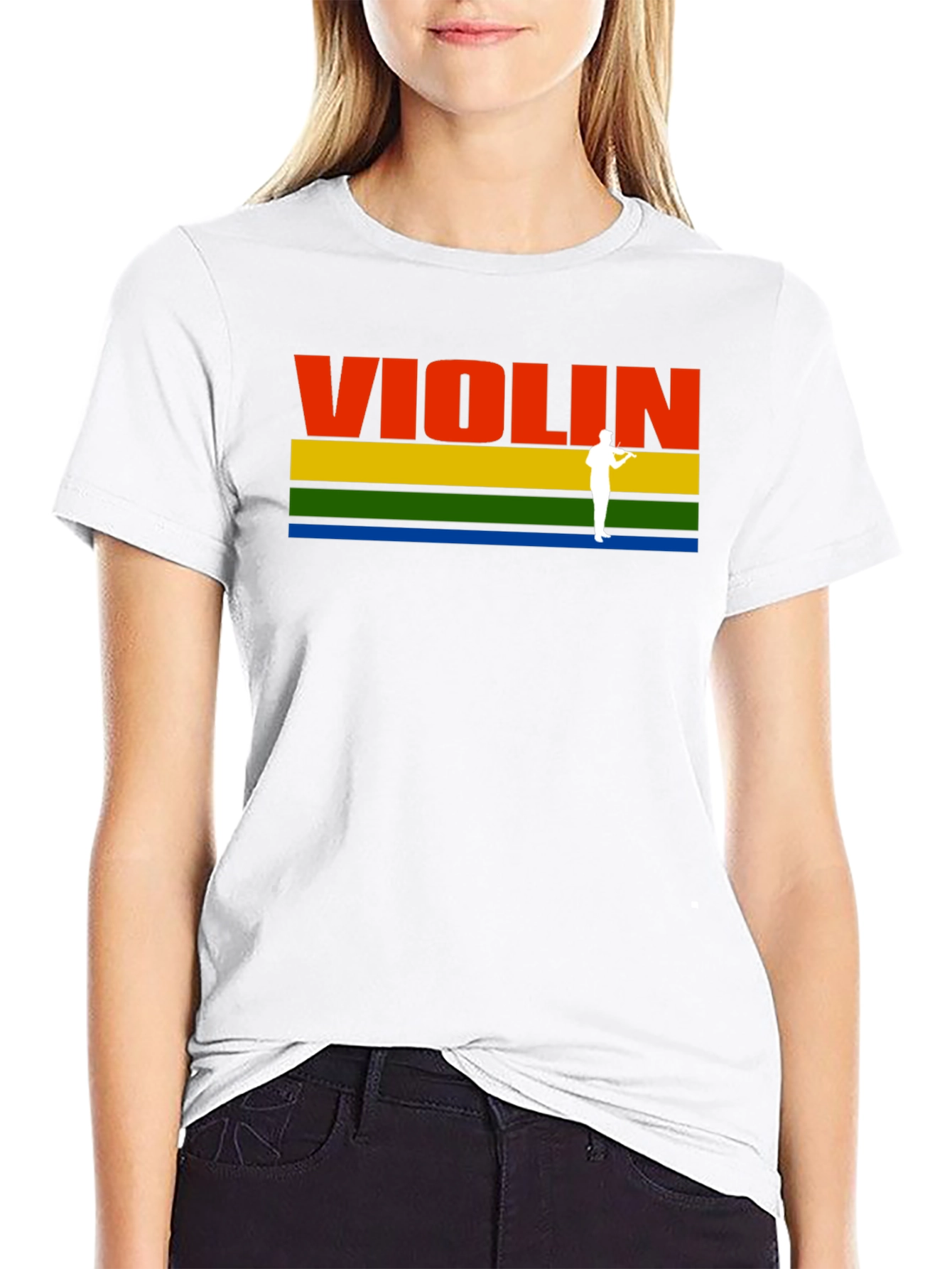 Violin T-Shirt: Colorful Striped Musical Tee