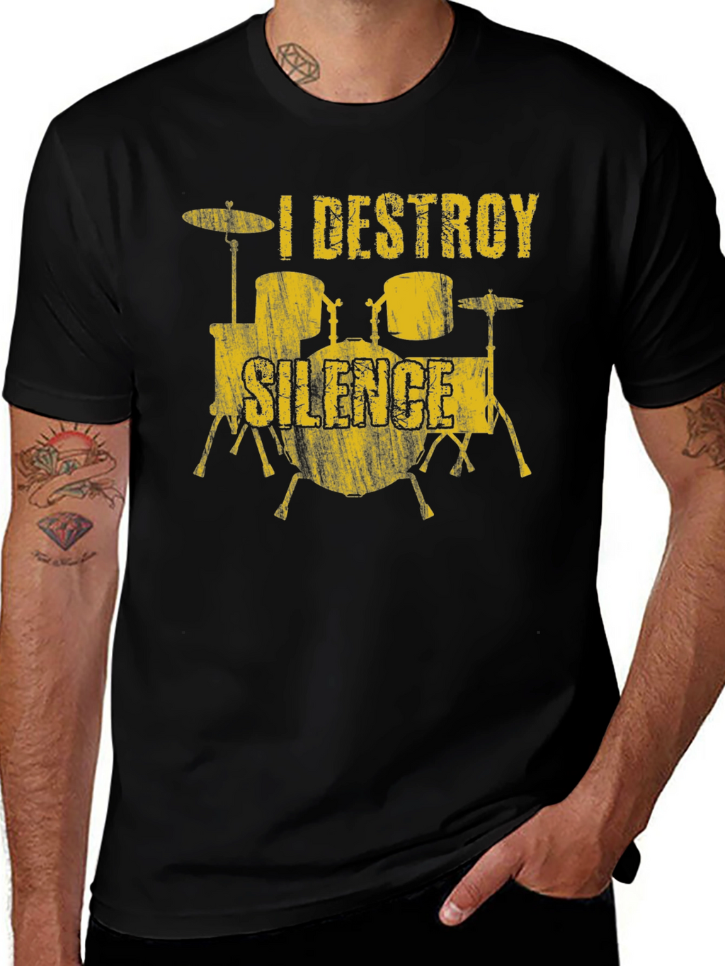 I Destroy Silence Drummer T-Shirt - Music Lover Tee