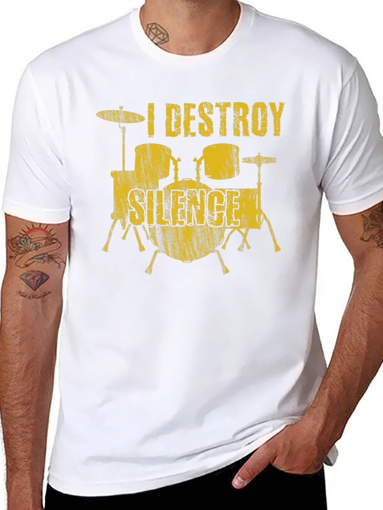 I Destroy Silence Drummer T-Shirt - Music Lover Tee
