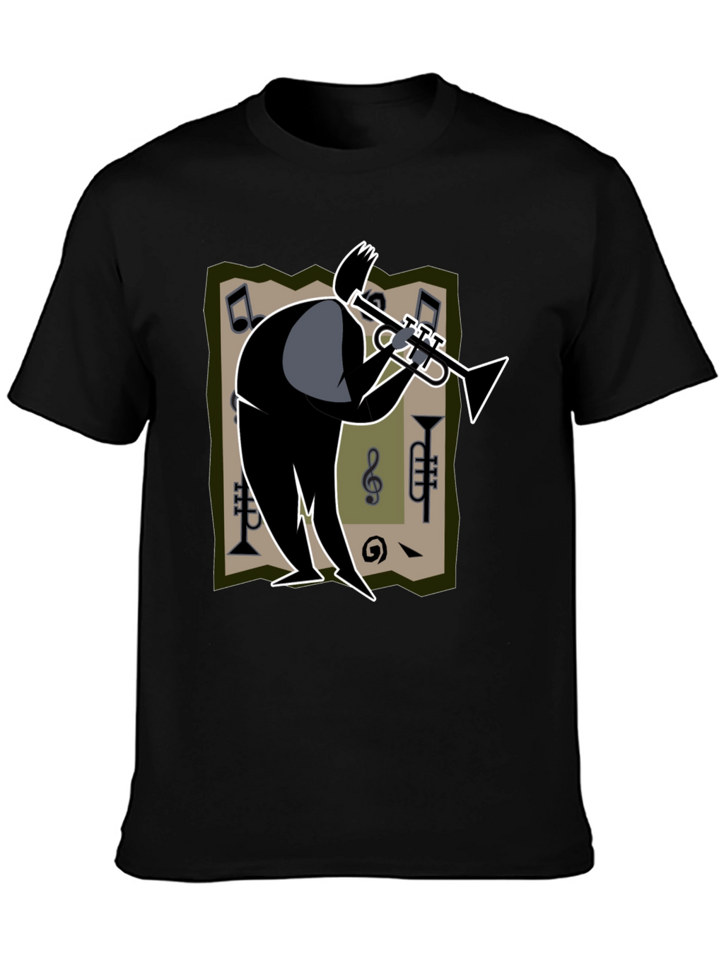 Cool Jazz Musician Graphic Tee - Black Cotton Shirt
