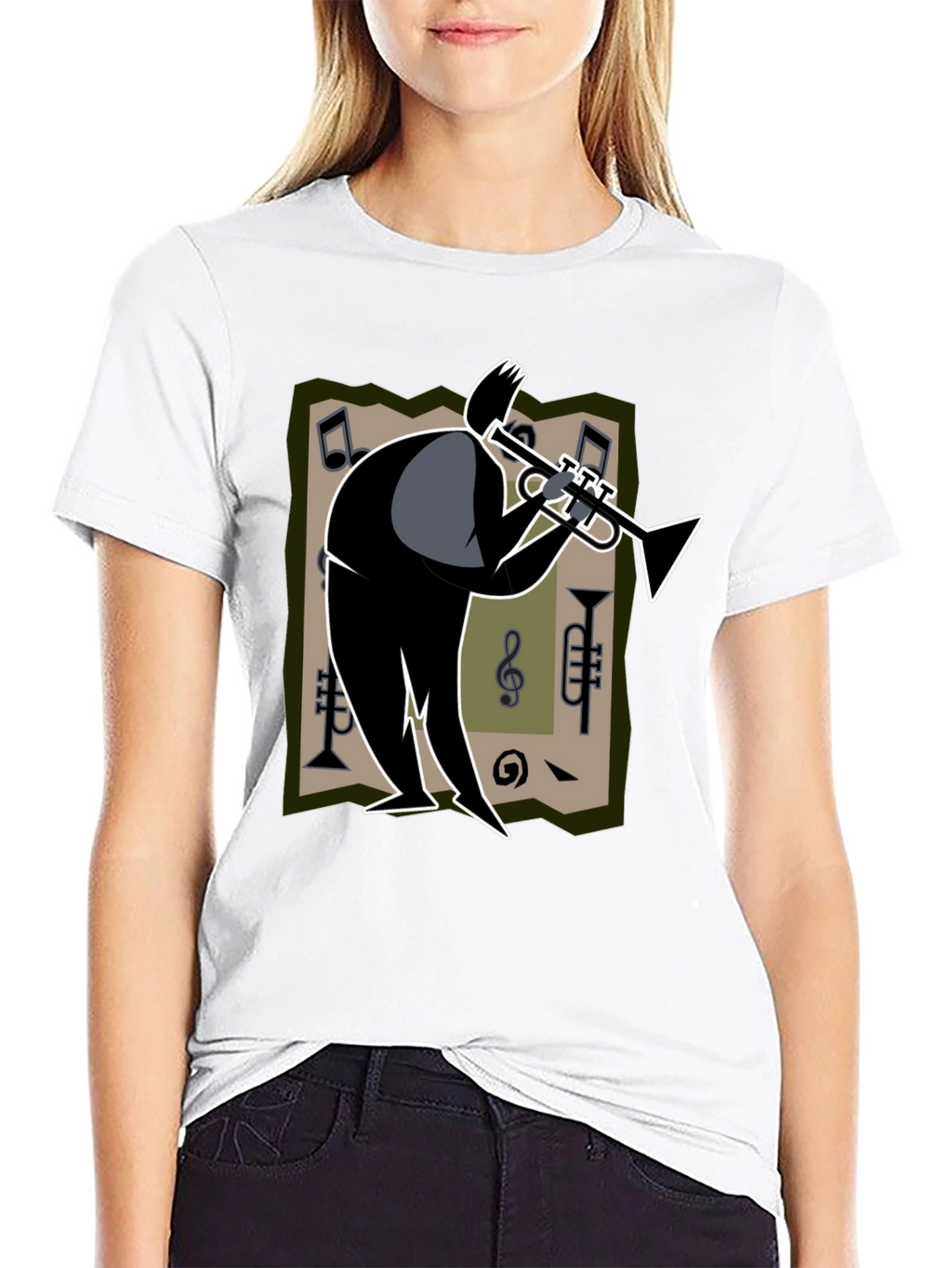 Cool Jazz Musician Graphic Tee - Black Cotton Shirt