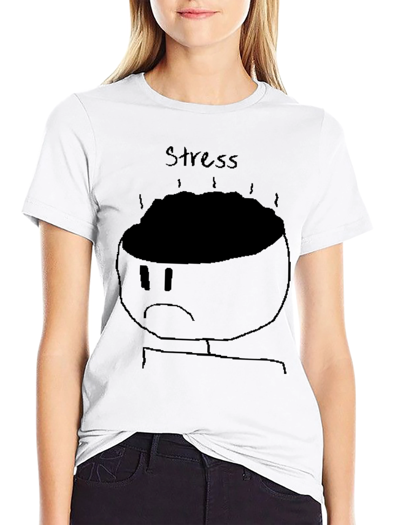 Stress Graphic Tee - Black Cotton T-Shirt