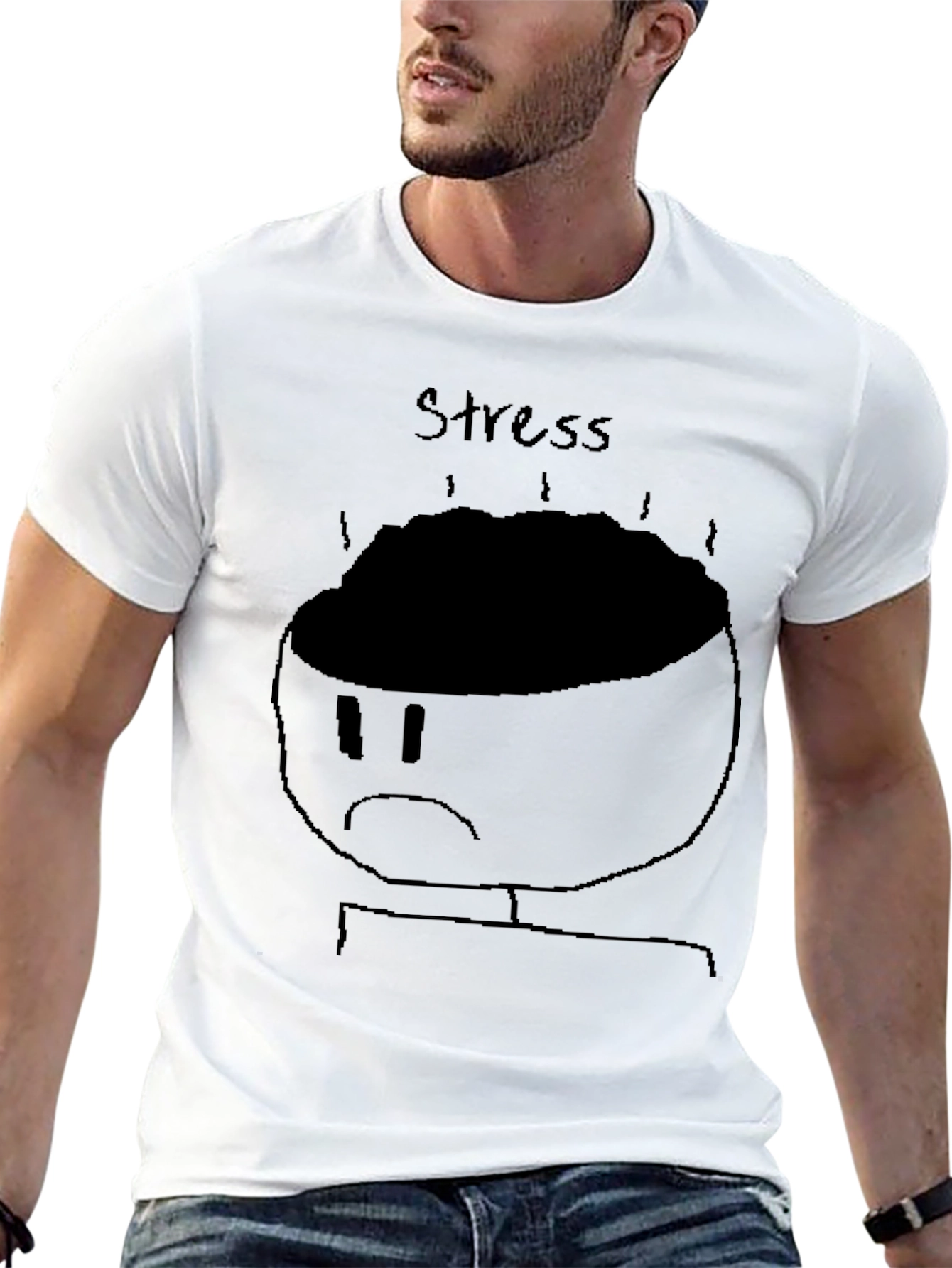 Stress Graphic Tee - Black Cotton T-Shirt