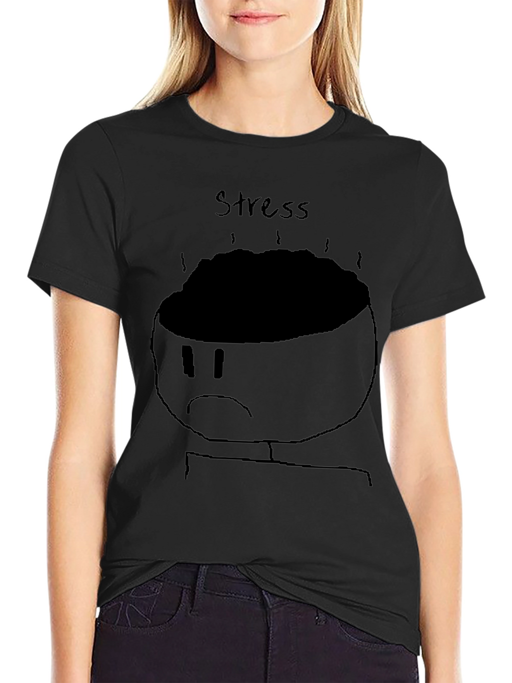 Stress Graphic Tee - Black Cotton T-Shirt