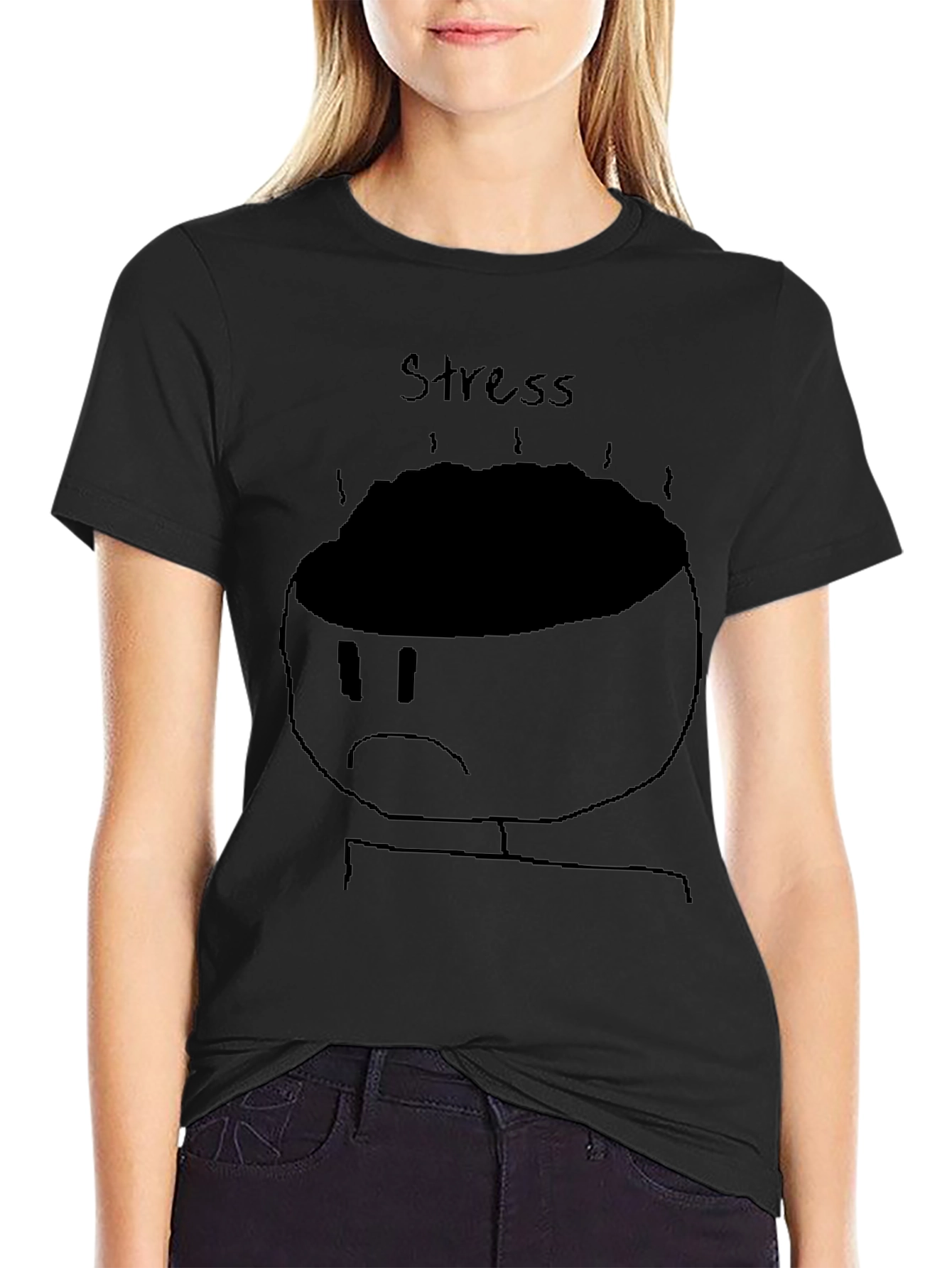 Stress Graphic Tee - Black Cotton T-Shirt