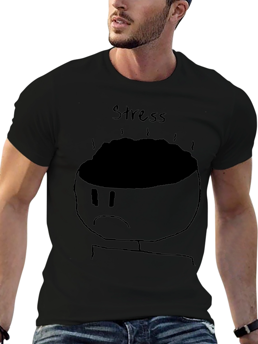 Stress Graphic Tee - Black Cotton T-Shirt