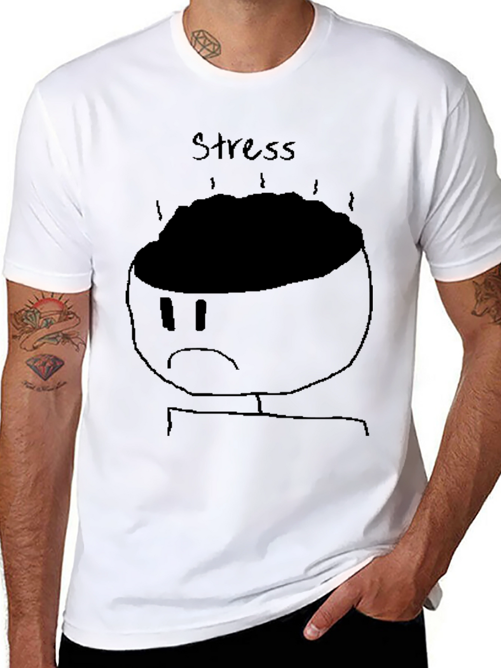 Stress Graphic Tee - Black Cotton T-Shirt