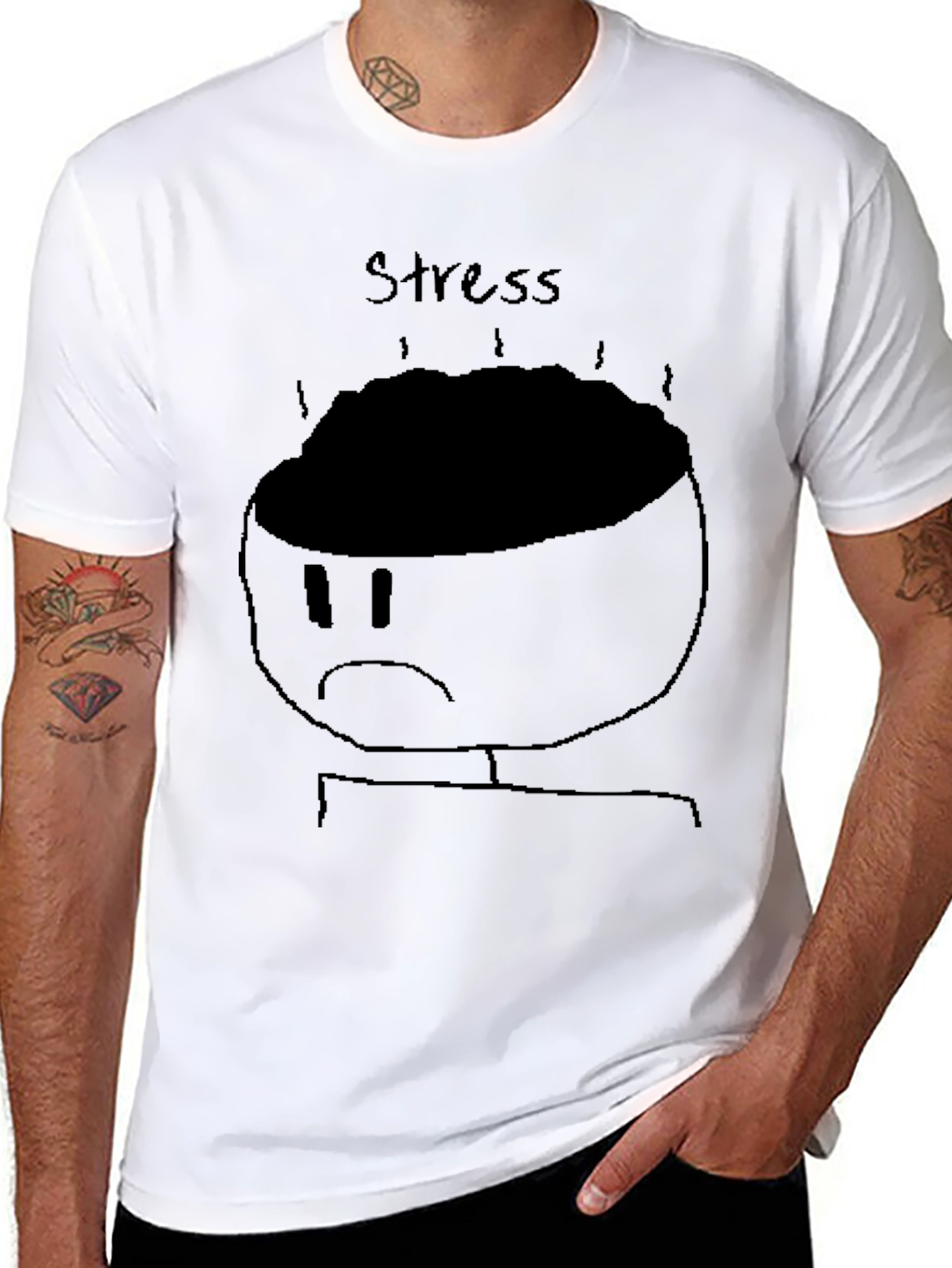 Stress Graphic Tee - Black Cotton T-Shirt