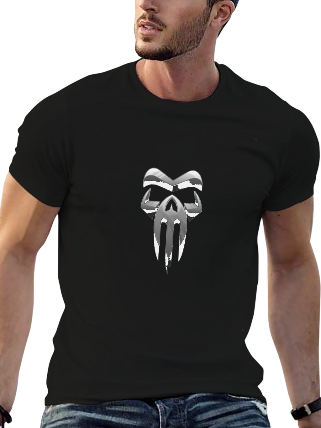 Chrome Skull Graphic Black T-Shirt