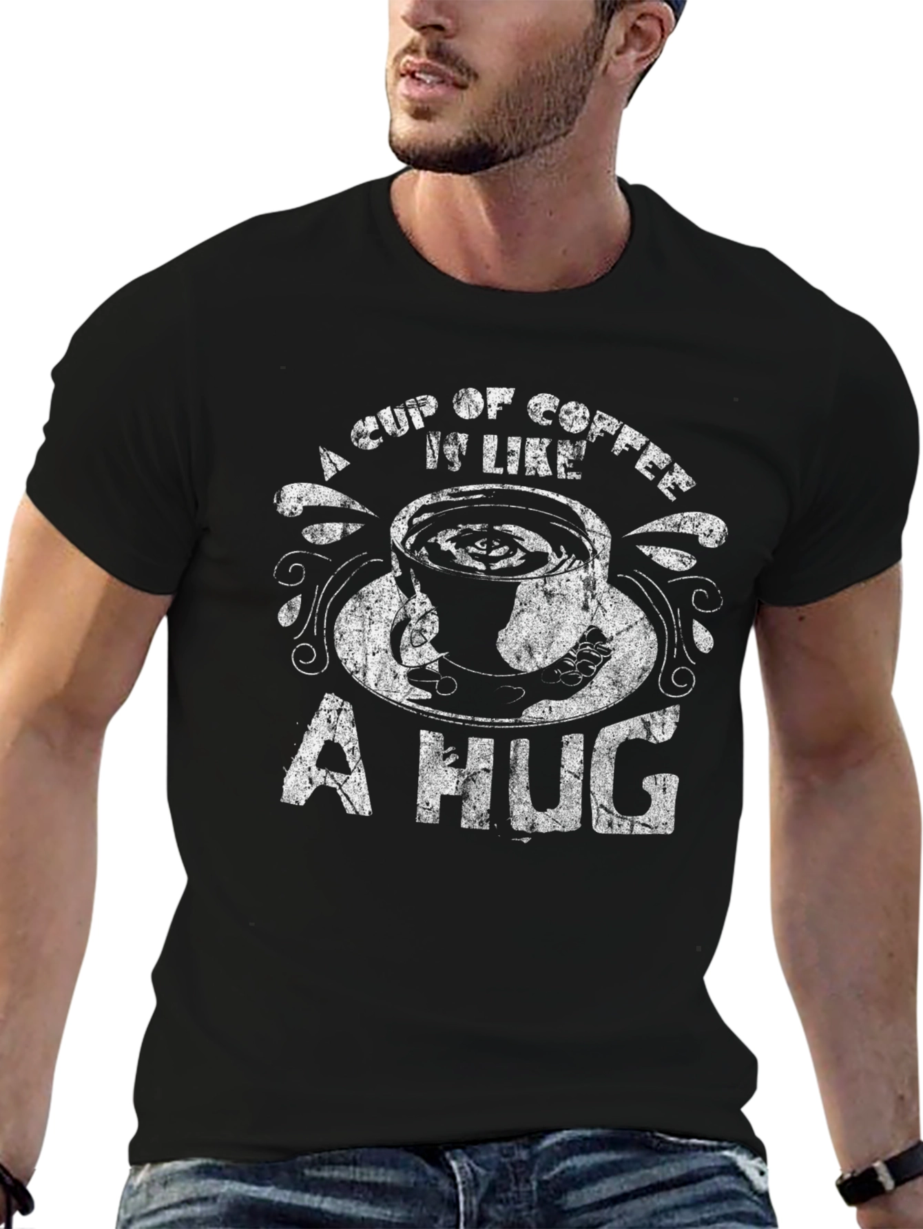Coffee is Like a Hug Black T-Shirt