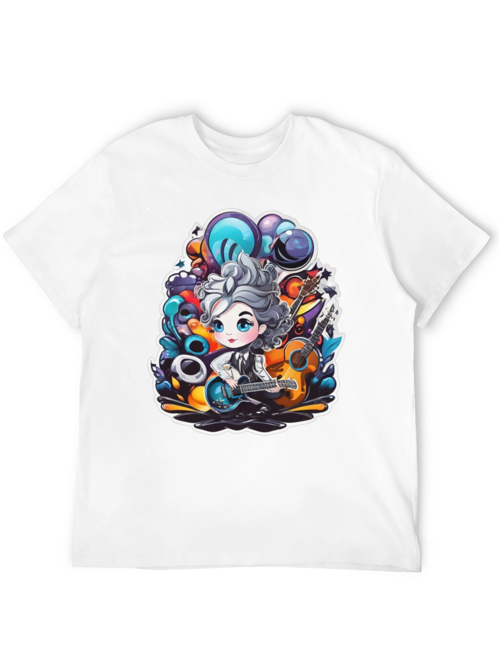 Cartoon Guitarist Black T-Shirt