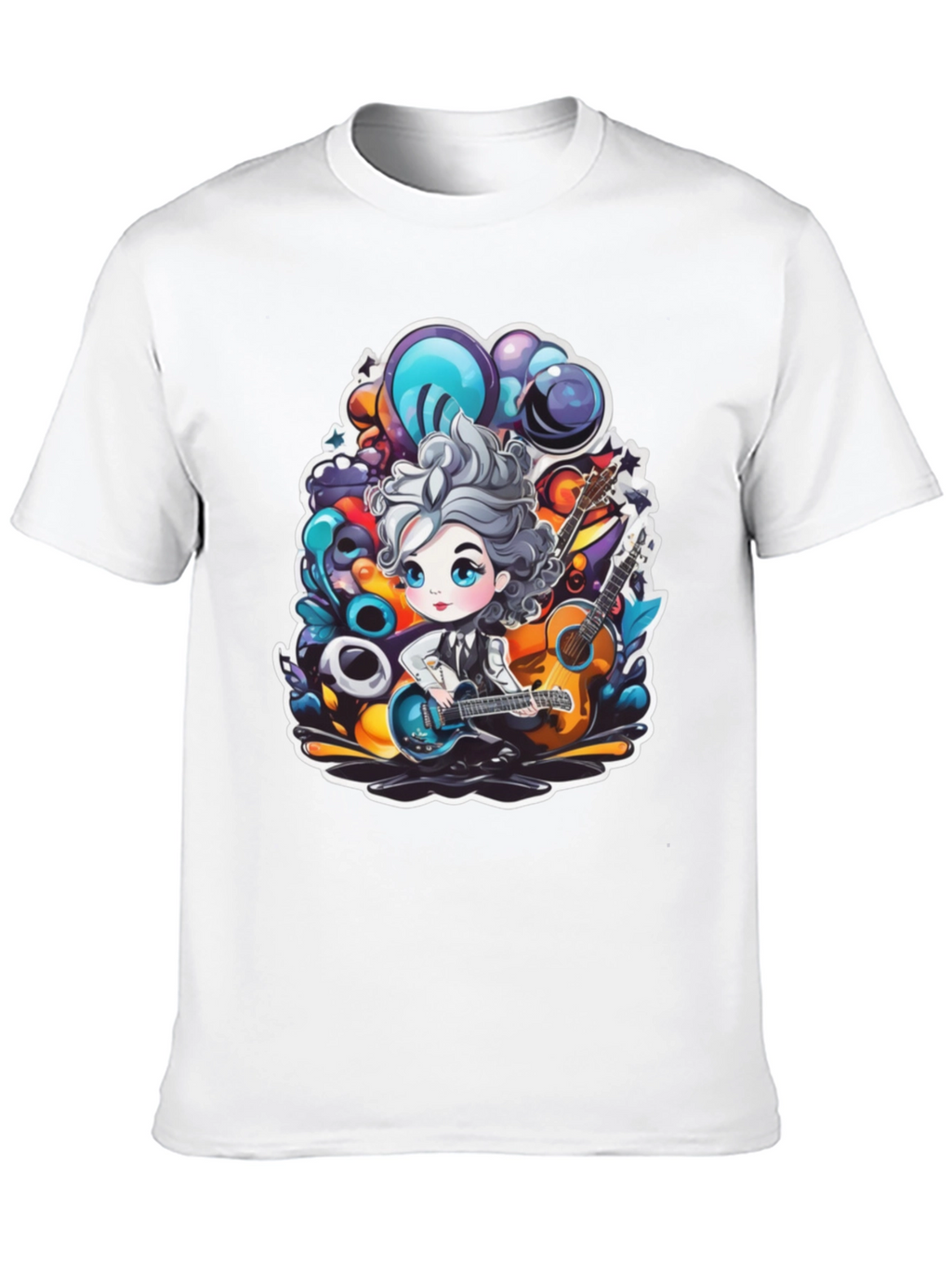 Cartoon Guitarist Black T-Shirt