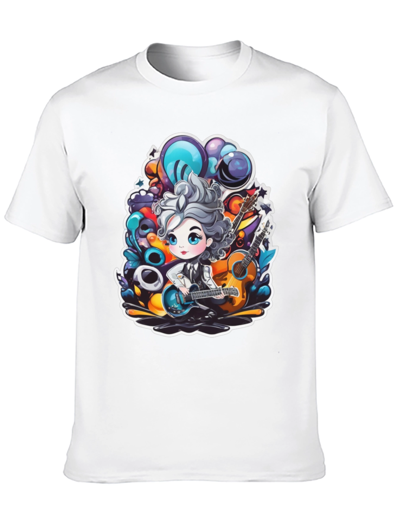 Cartoon Guitarist Black T-Shirt