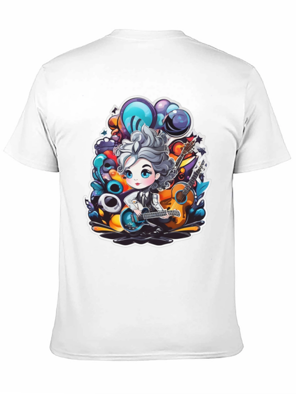 Cartoon Guitarist Black T-Shirt