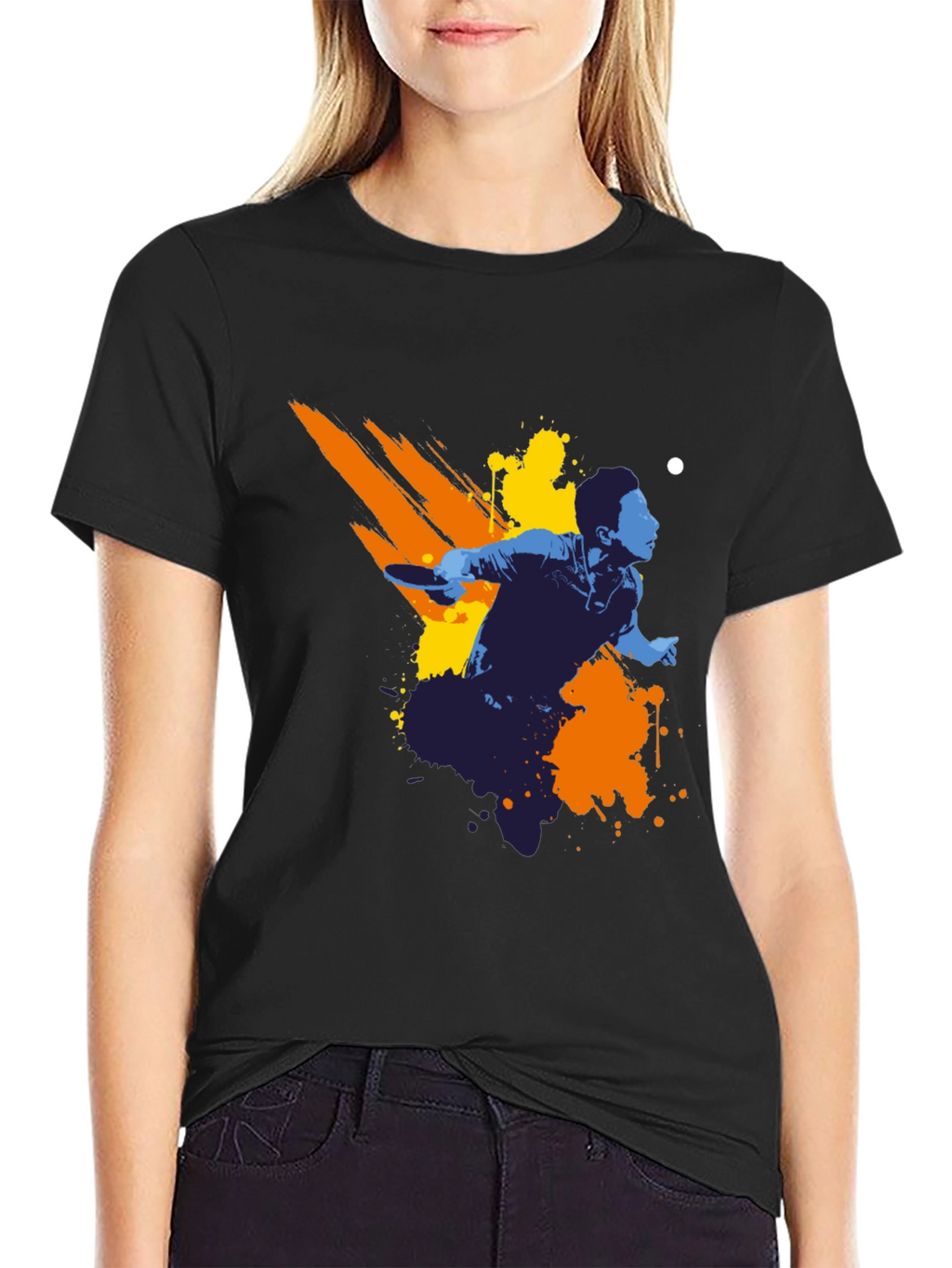 Ping Pong Player Graphic Tee - Black