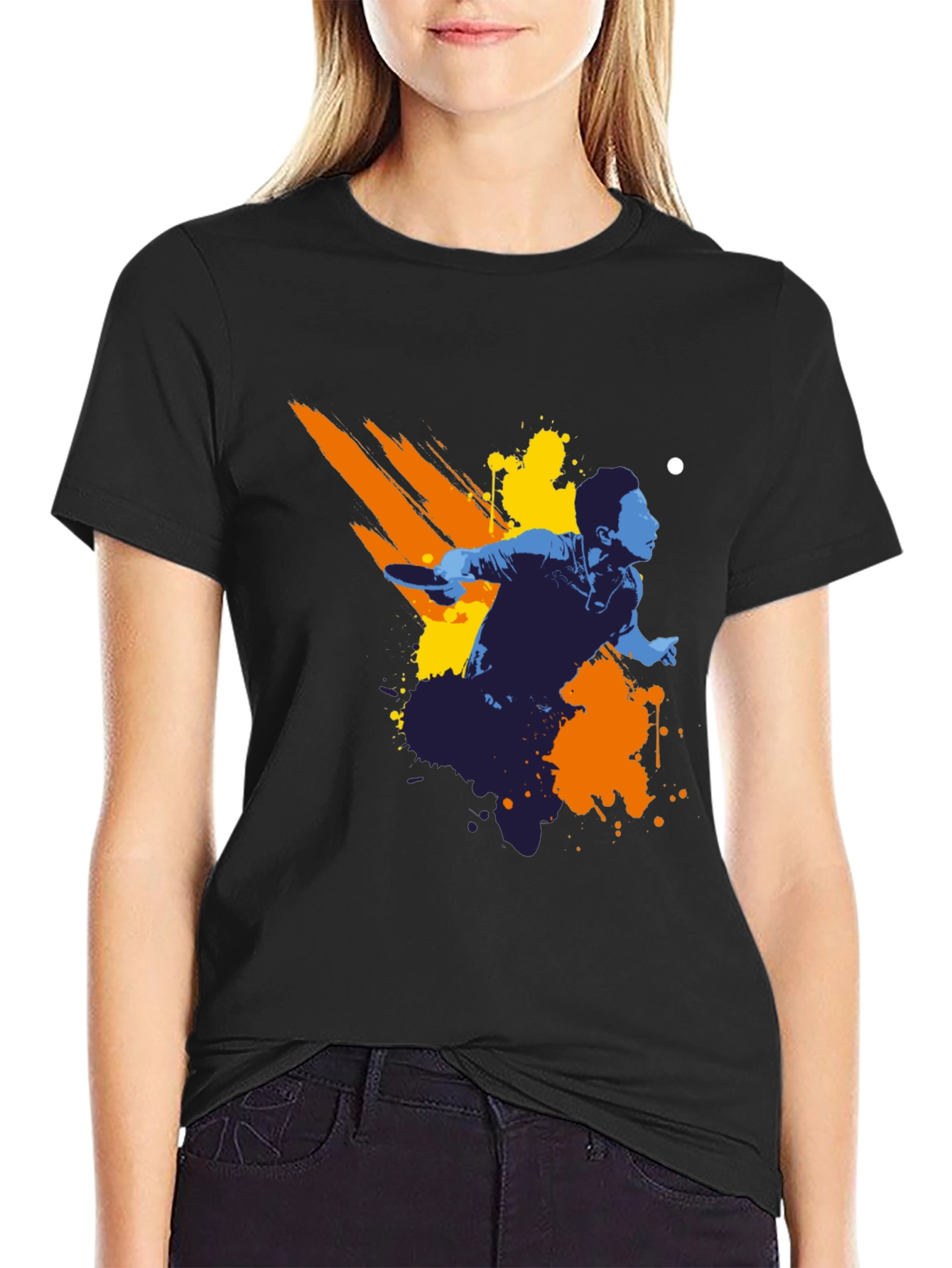 Ping Pong Player Graphic Tee - Black