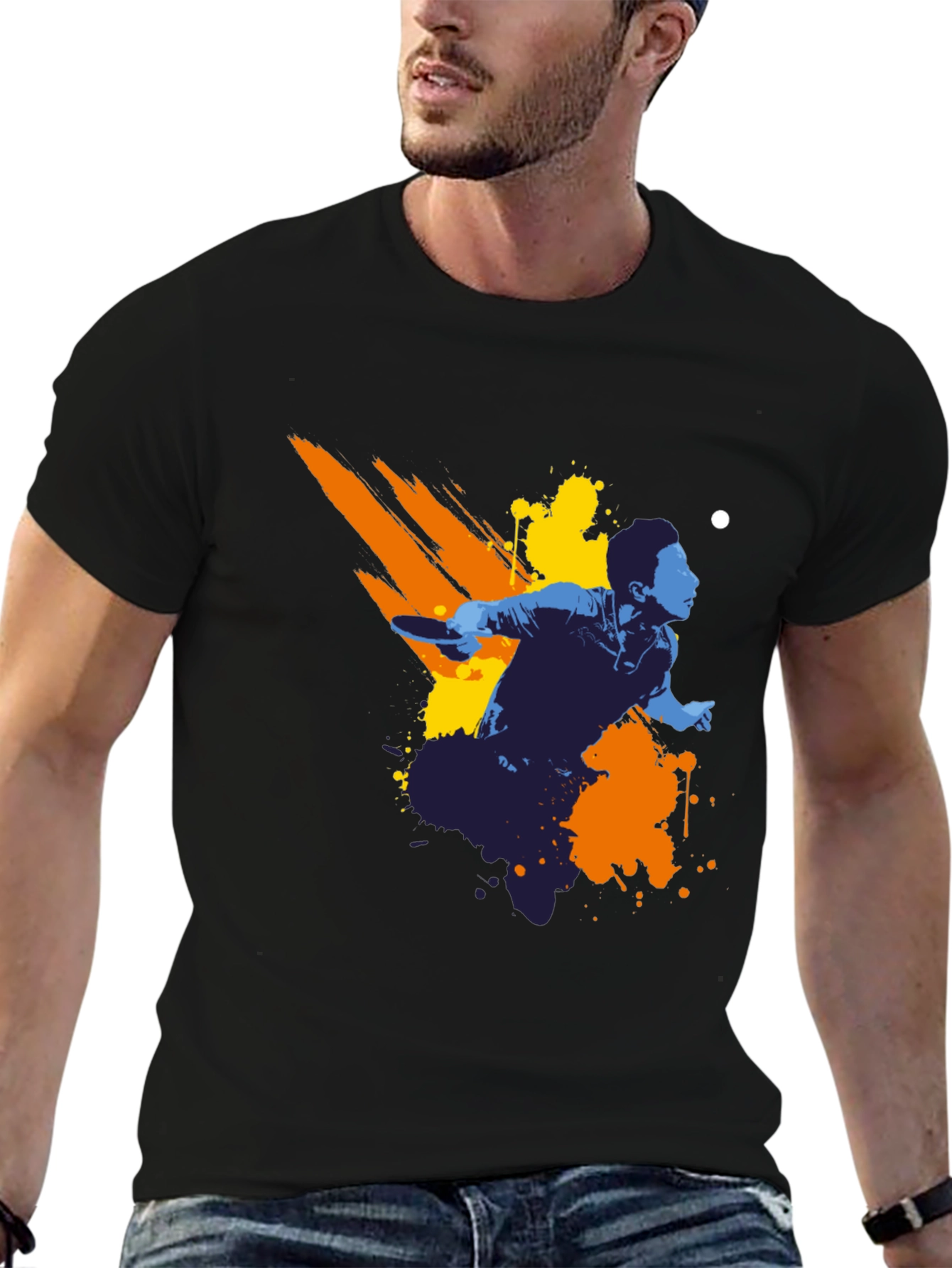 Ping Pong Player Graphic Tee - Black