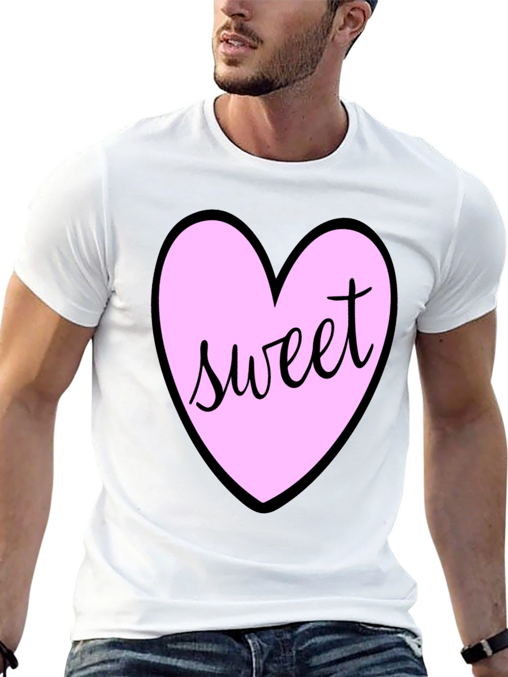 Sweet Heart T-Shirt - Black Cotton Valentines Day Tee