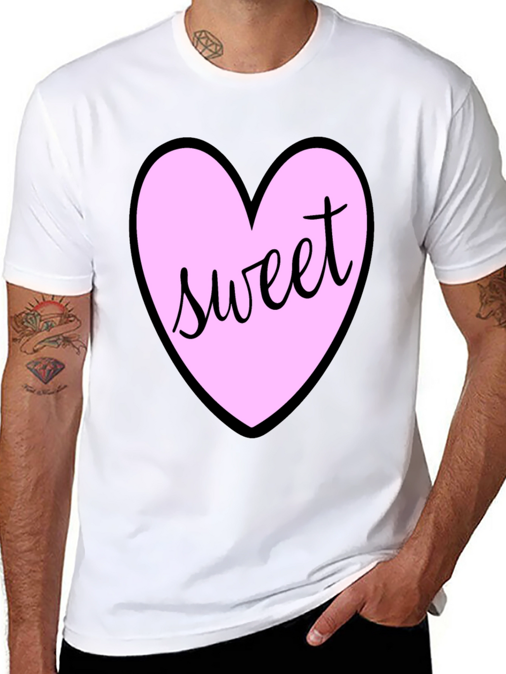 Sweet Heart T-Shirt - Black Cotton Valentines Day Tee