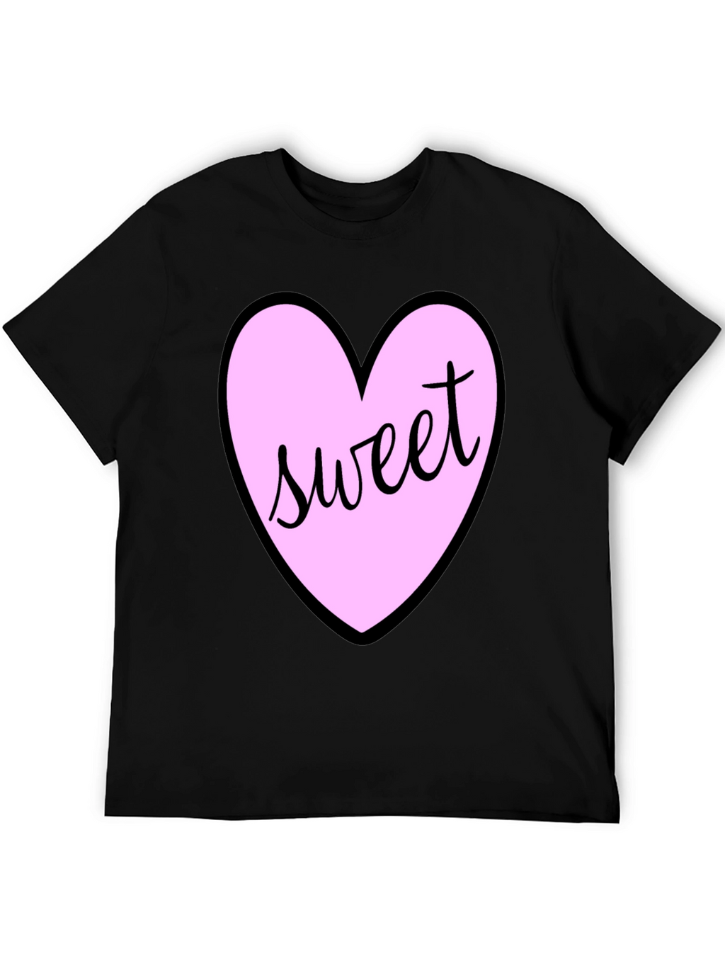 Sweet Heart T-Shirt - Black Cotton Valentines Day Tee