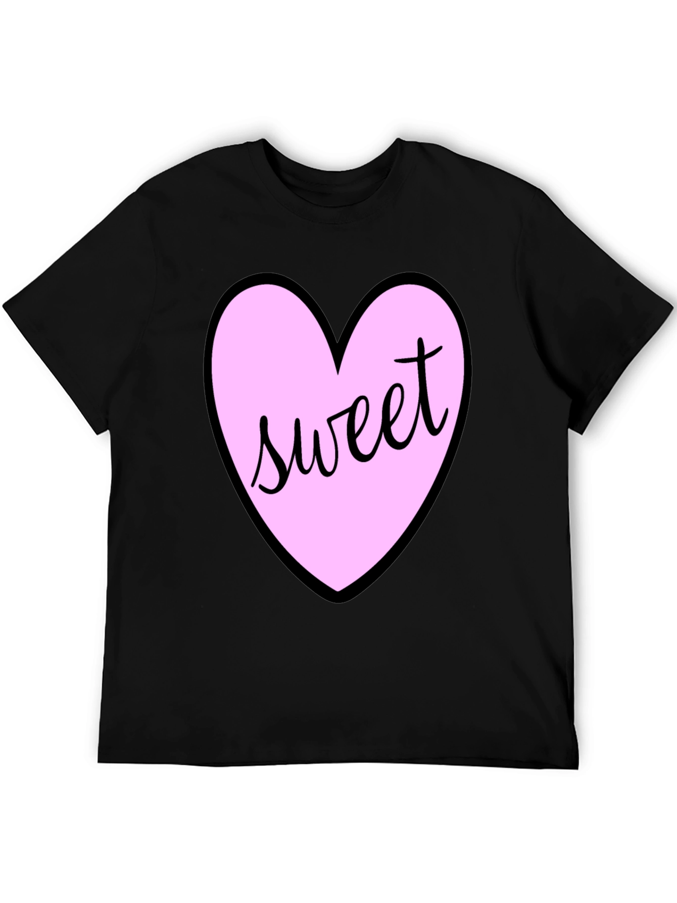 Sweet Heart T-Shirt - Black Cotton Valentines Day Tee