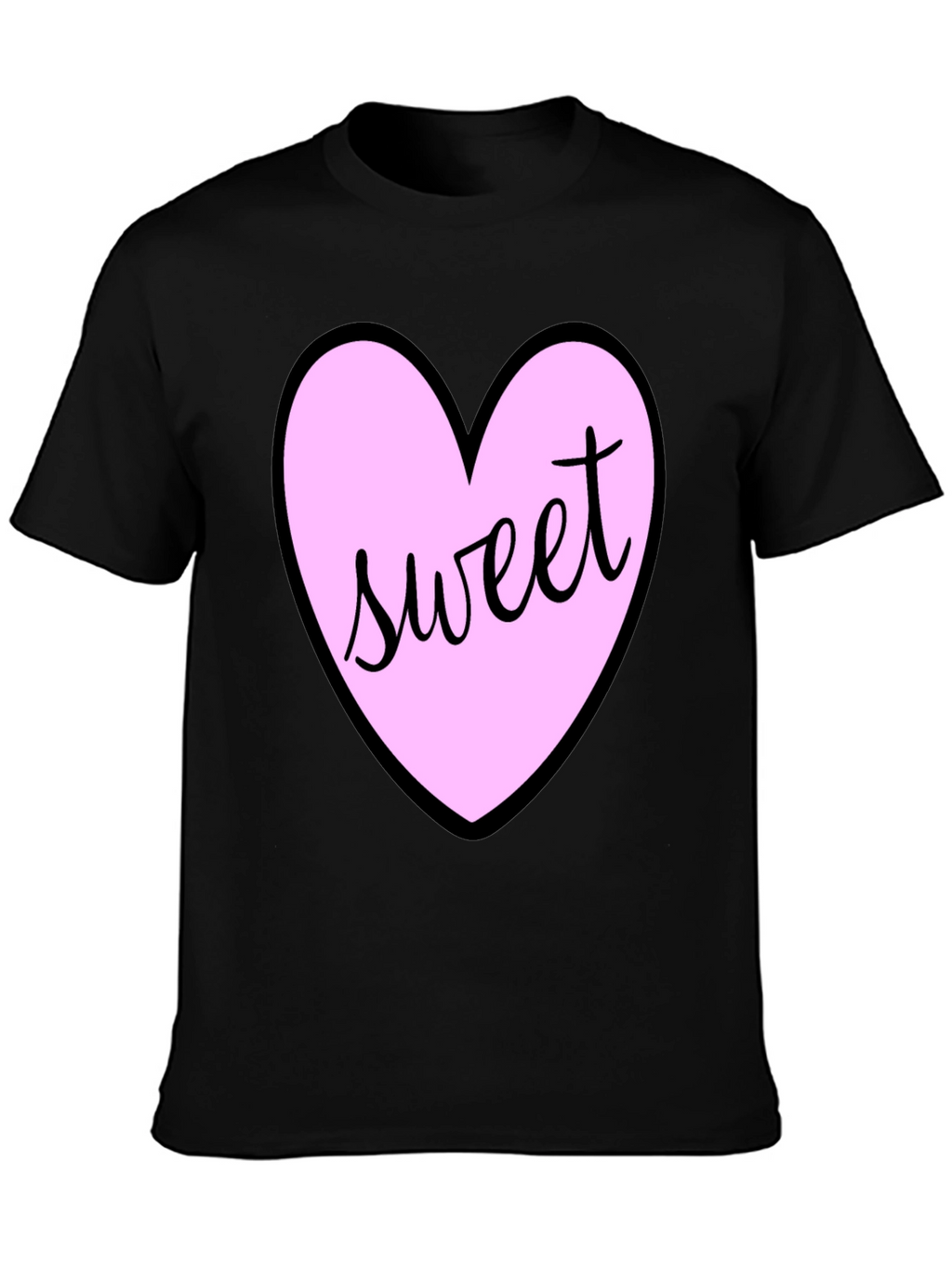 Sweet Heart T-Shirt - Black Cotton Valentines Day Tee
