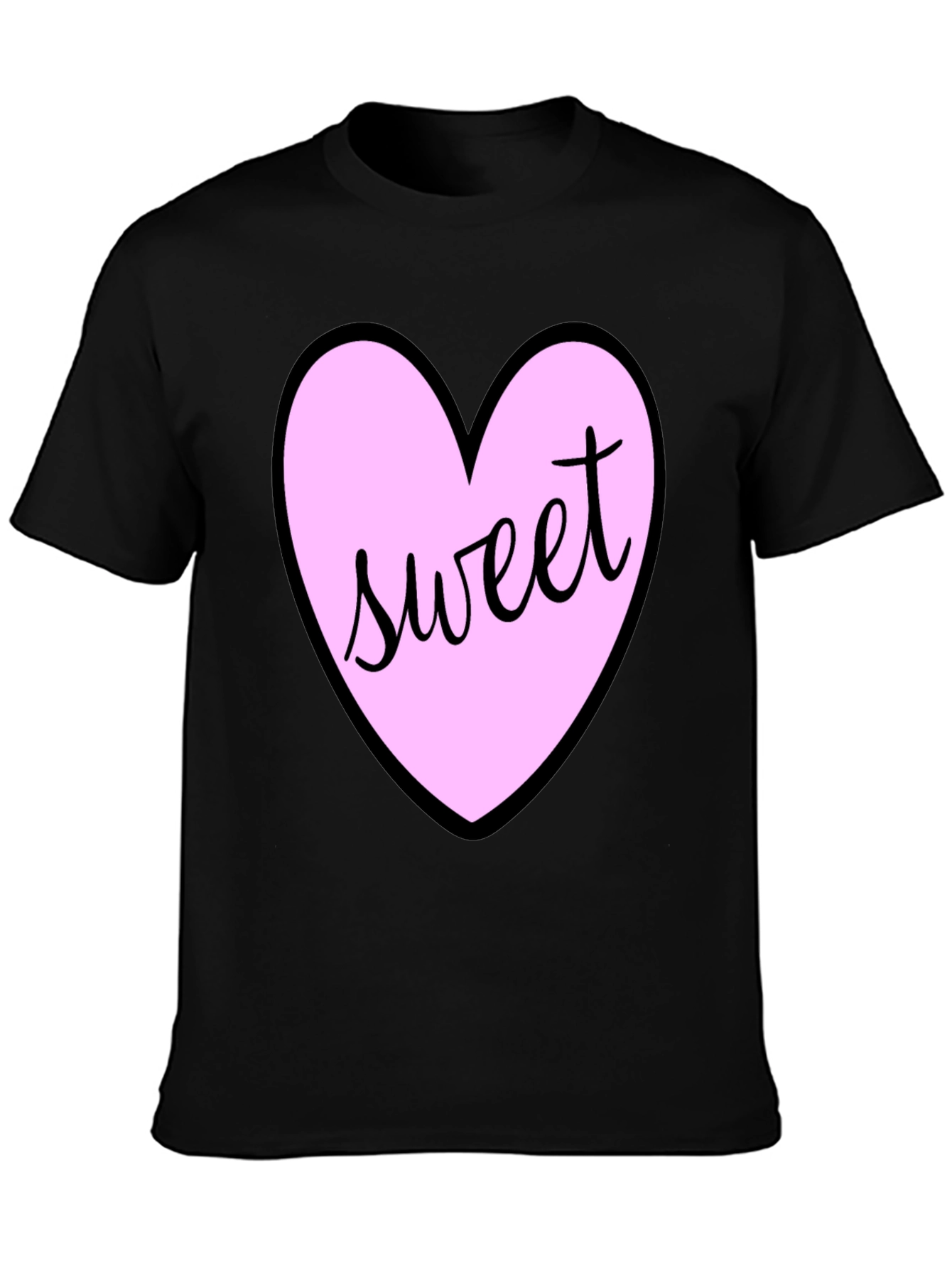 Sweet Heart T-Shirt - Black Cotton Valentines Day Tee