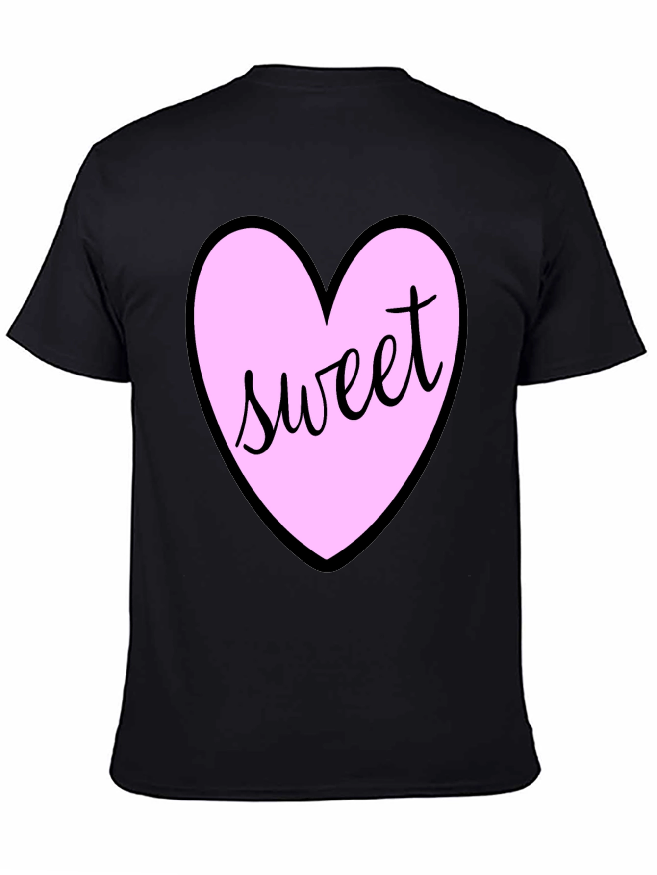 Sweet Heart T-Shirt - Black Cotton Valentines Day Tee