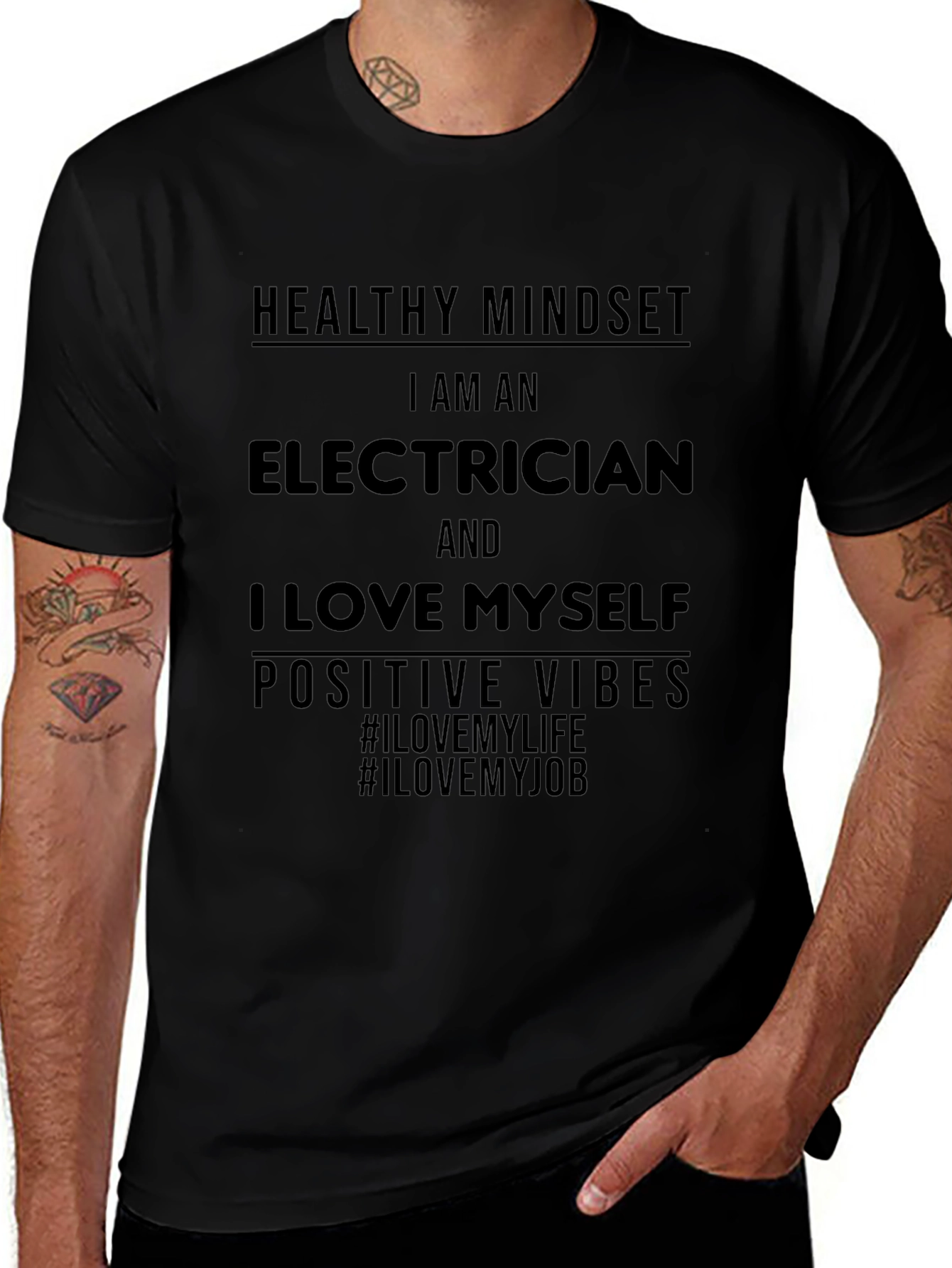 Electrician Positive Vibes Graphic T-Shirt