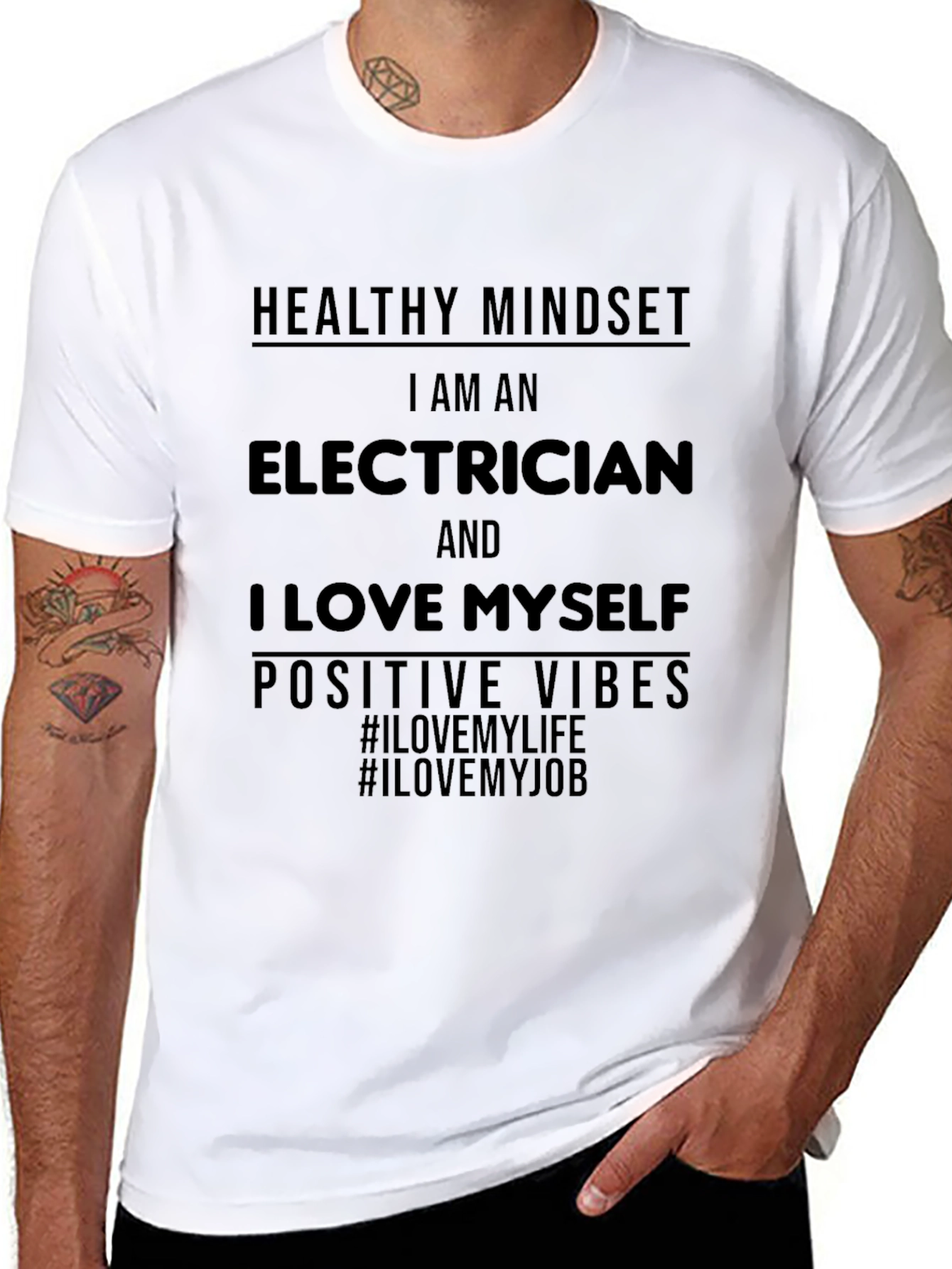 Electrician Positive Vibes Graphic T-Shirt