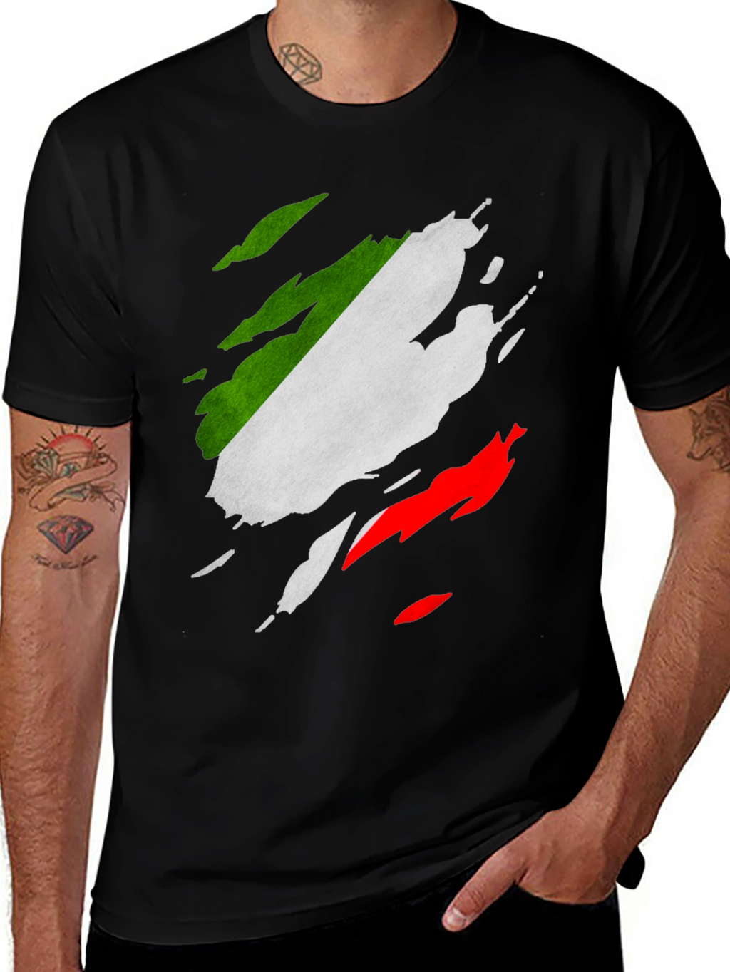 Italian Flag Ripped T-Shirt - Patriotic Italy Tee