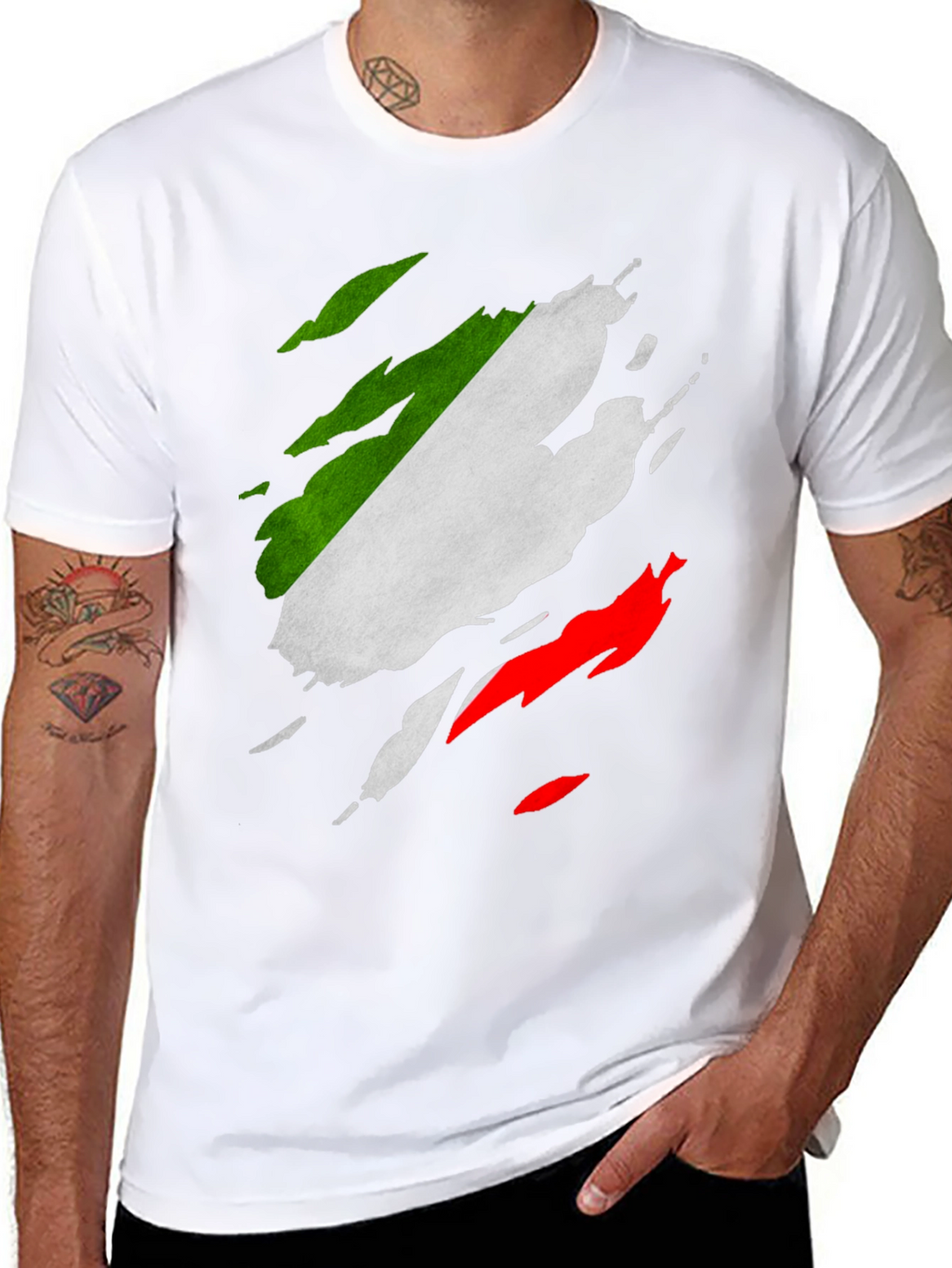 Italian Flag Ripped T-Shirt - Patriotic Italy Tee