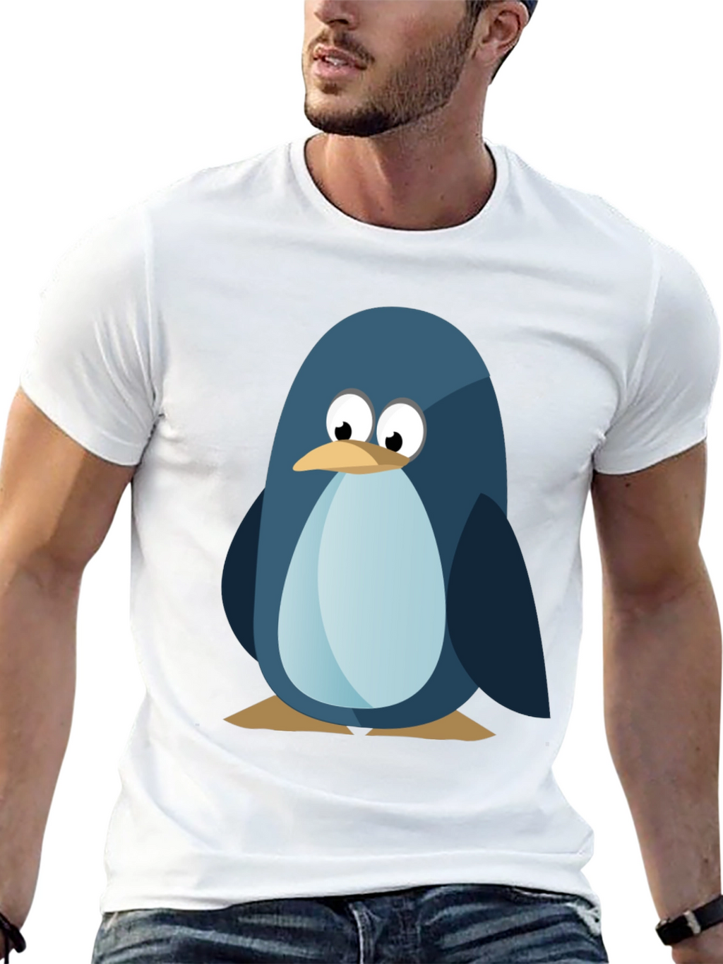 Cute Penguin Graphic Tee - Mens Black T-Shirt