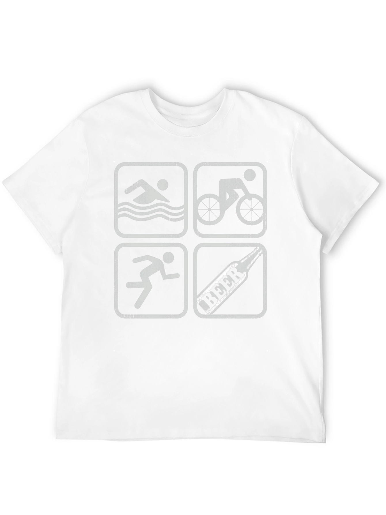 Triathlon Swimmer Biker Runner Beer Black T-Shirt