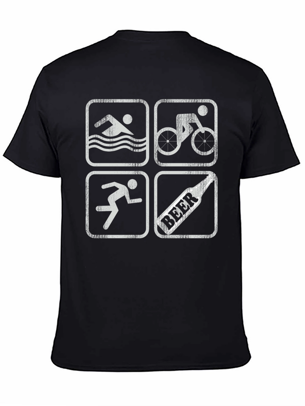 Triathlon Swimmer Biker Runner Beer Black T-Shirt